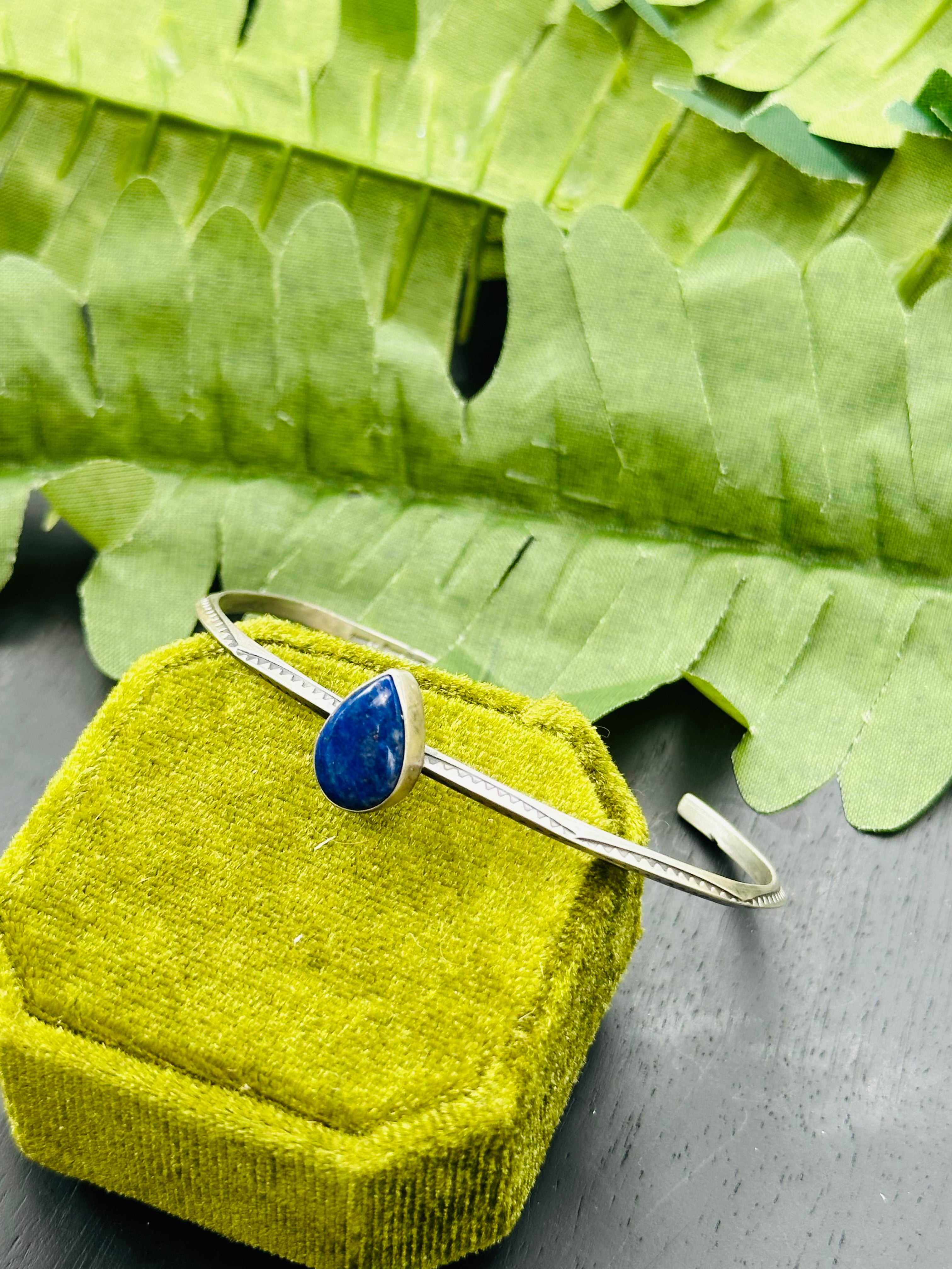 Navajo Made Lapis & Sterling Silver Cuff Bracelet