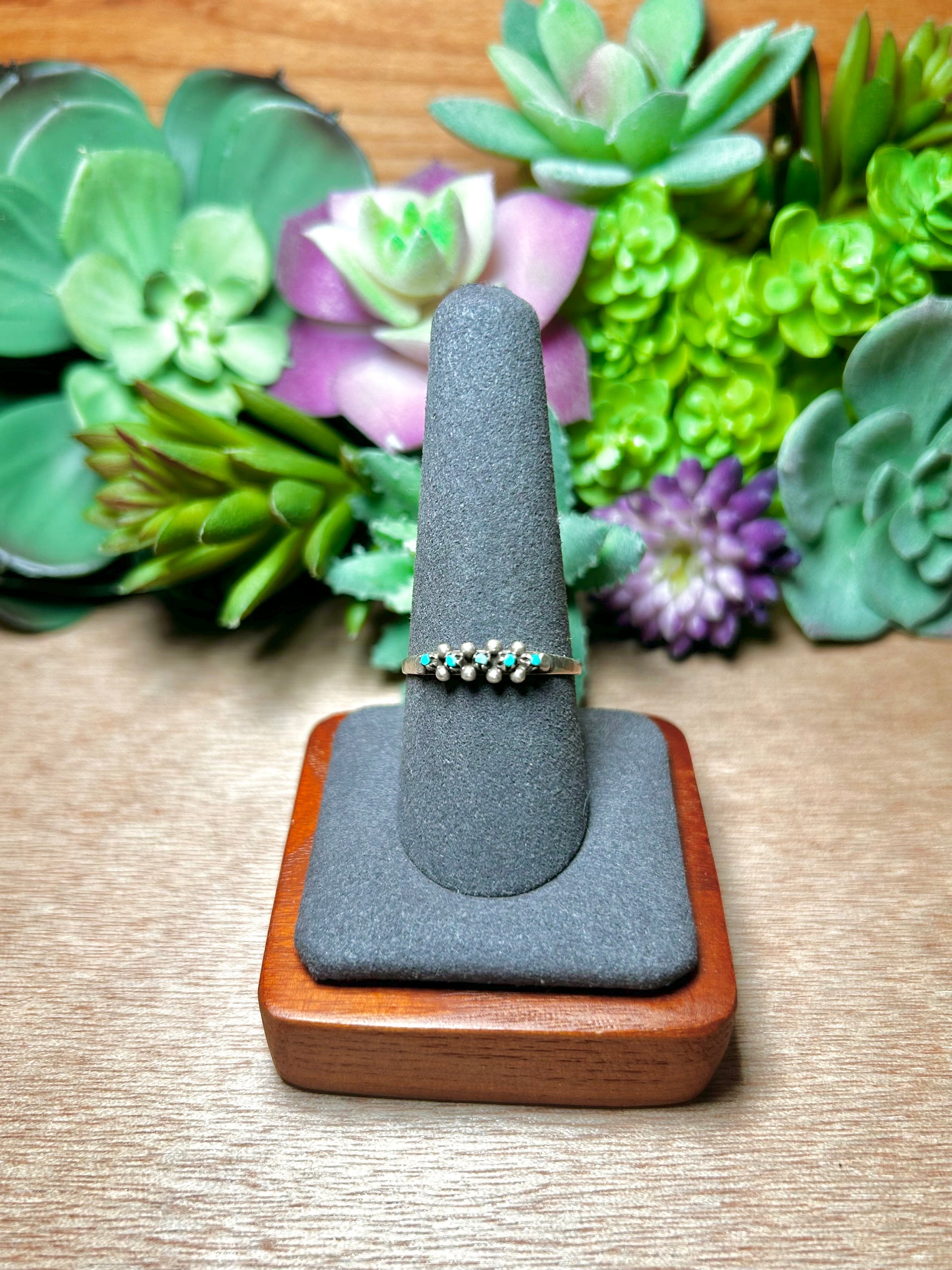 Zuni Made Kingman Turquoise & Sterling Silver Ring Size 9.75