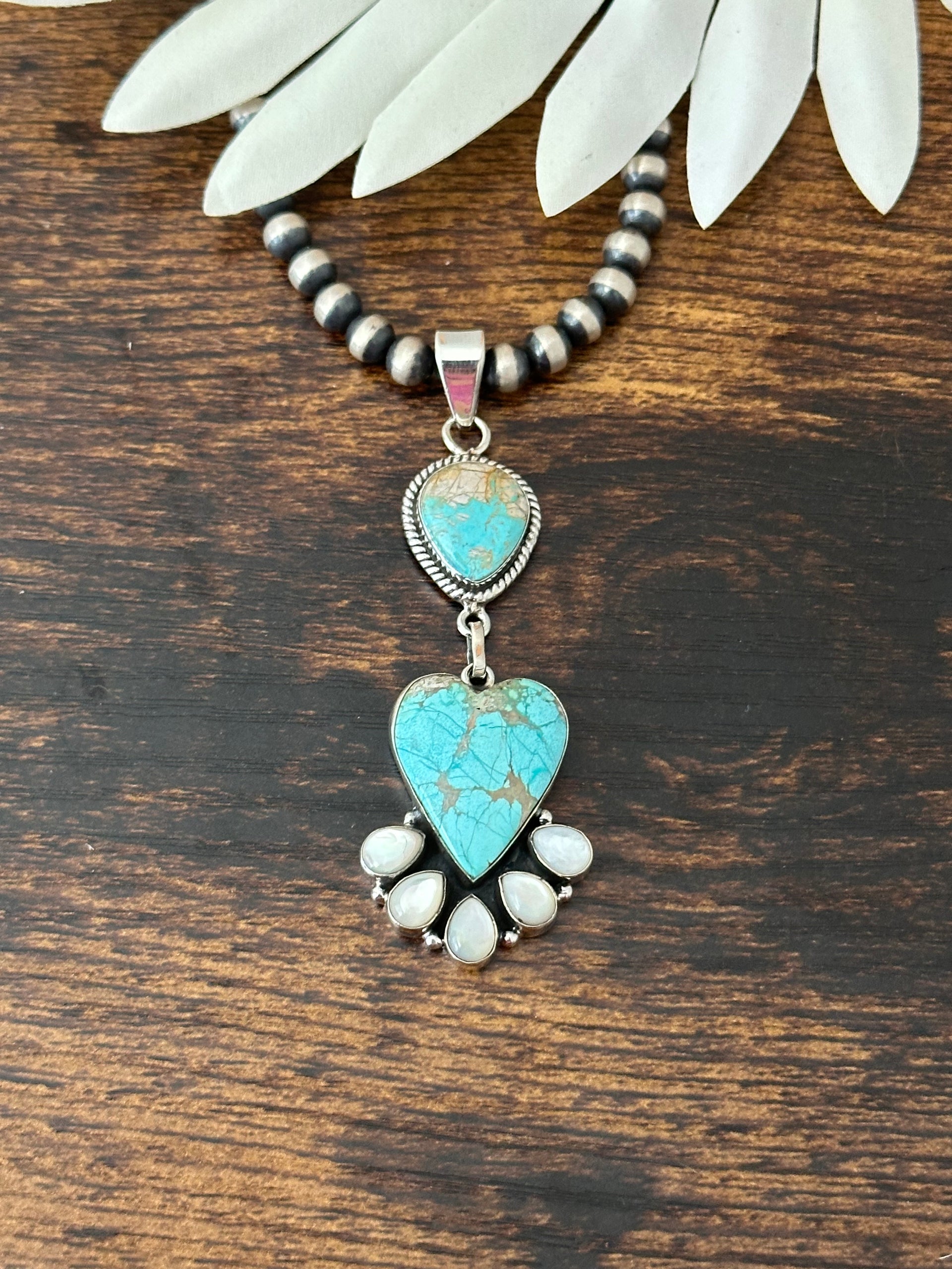Southwest Handmade Multi Stone & Sterling Silver Cluster Pendant