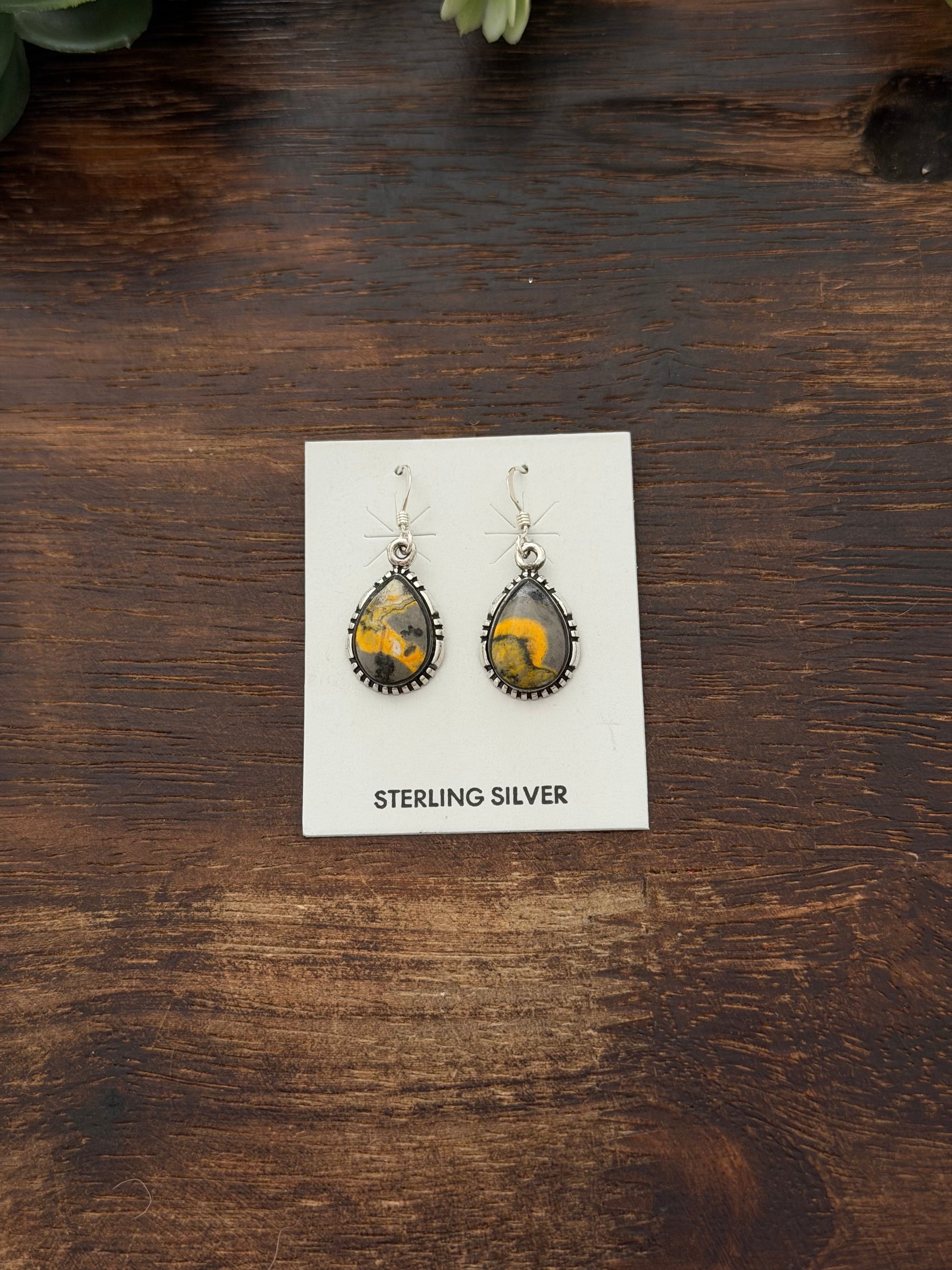 Navajo Made BB Agate & Sterling Silver Dangle Earrings