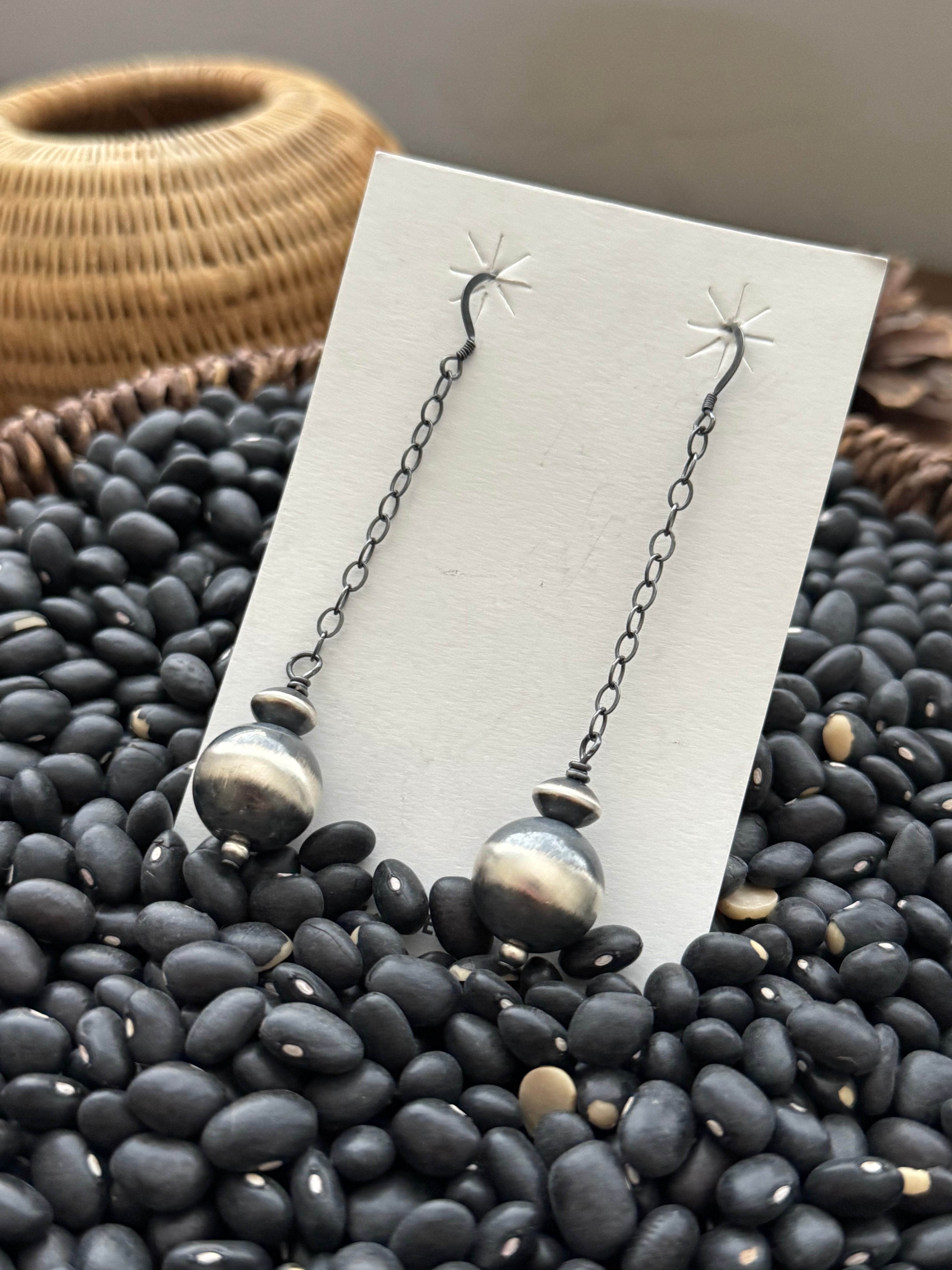 Mason Lee Sterling Silver Pearl Dangle Earrings.