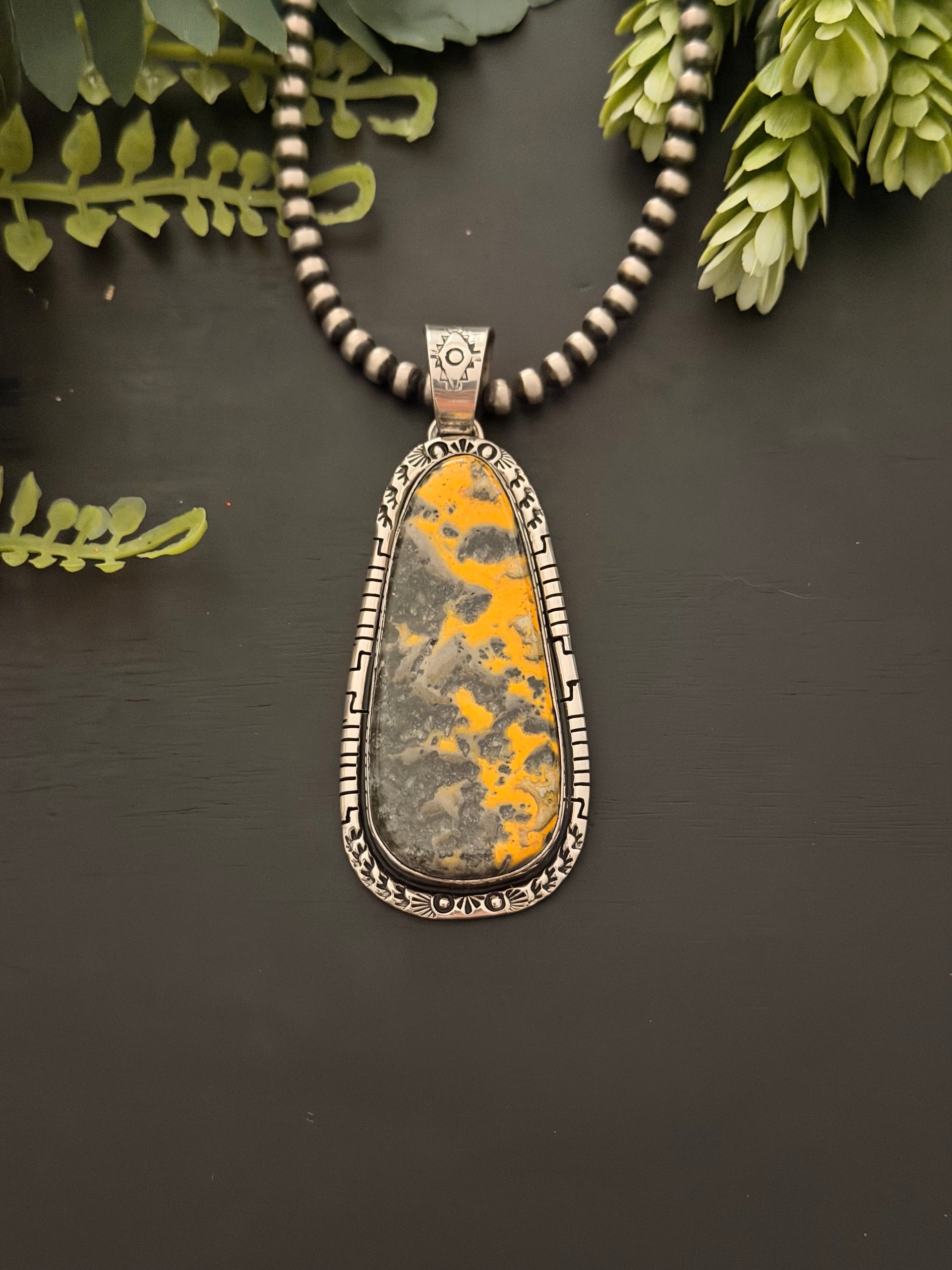 Alex Begay Navajo Made BB Agate & Sterling Silver Pendant