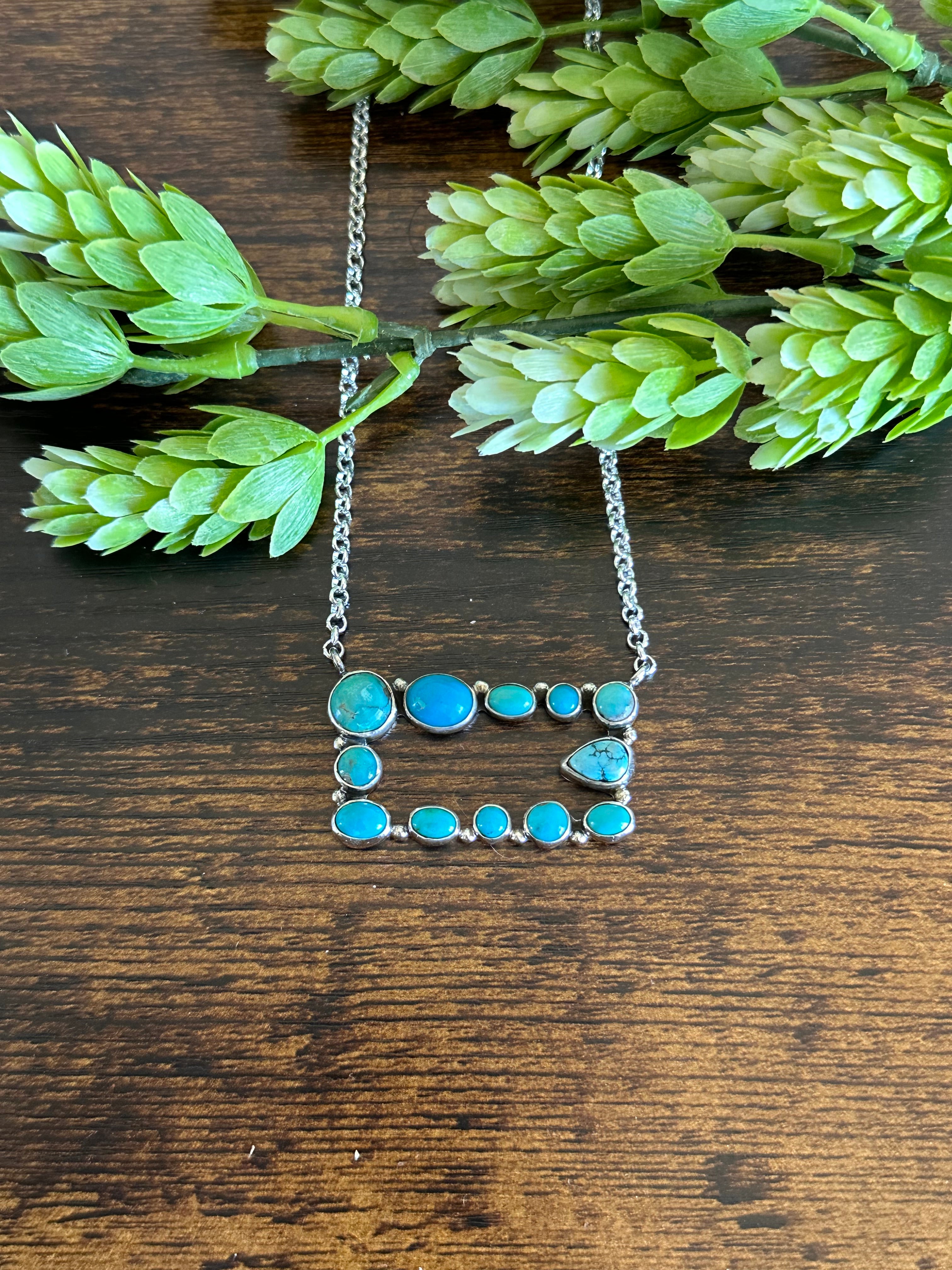TTD “The Buckle” Kingman Turquoise & Sterling Silver Cluster Necklace