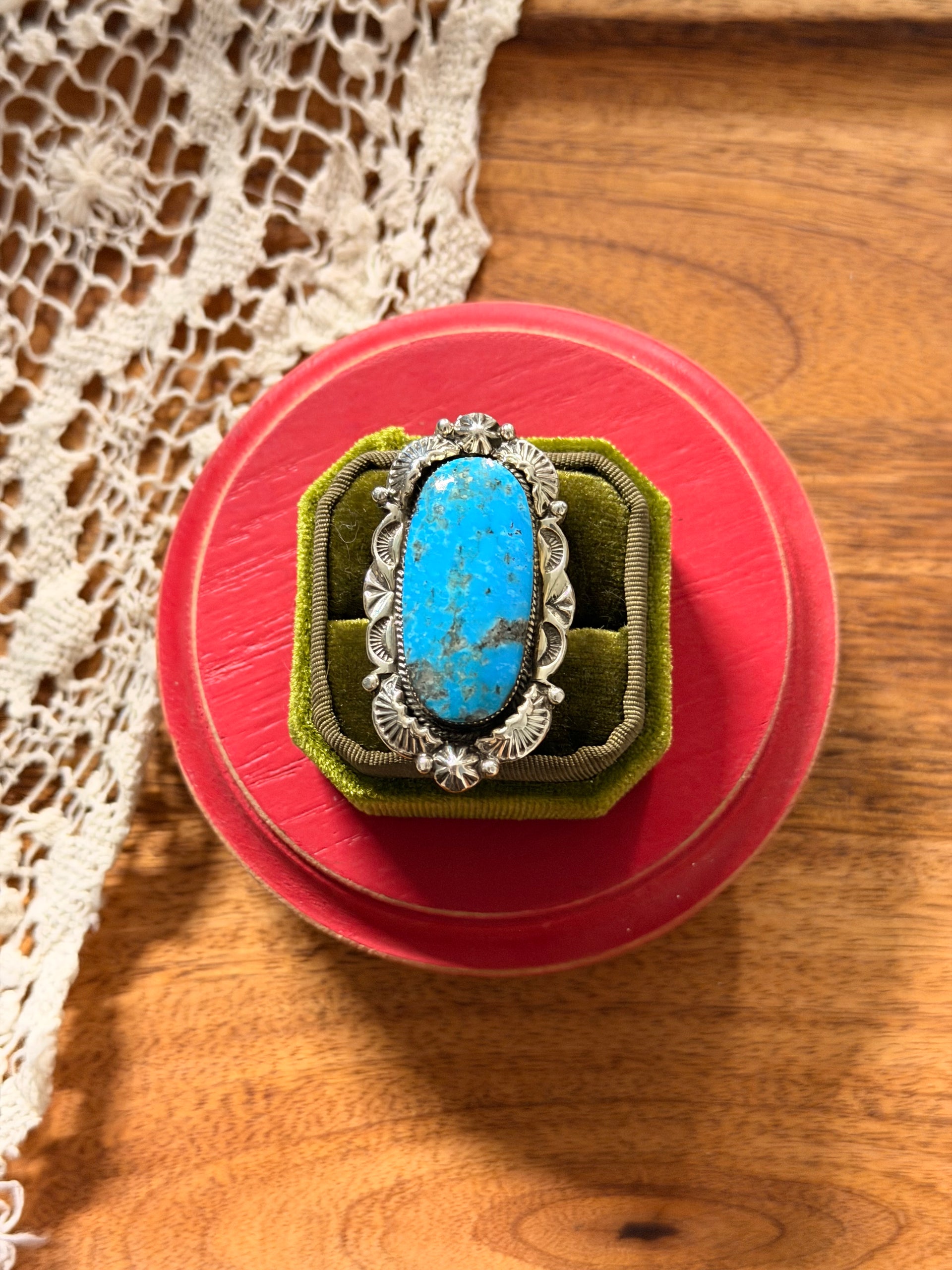 Emerson Degarito Kingman Turquoise & Sterling Silver Ring Size 7