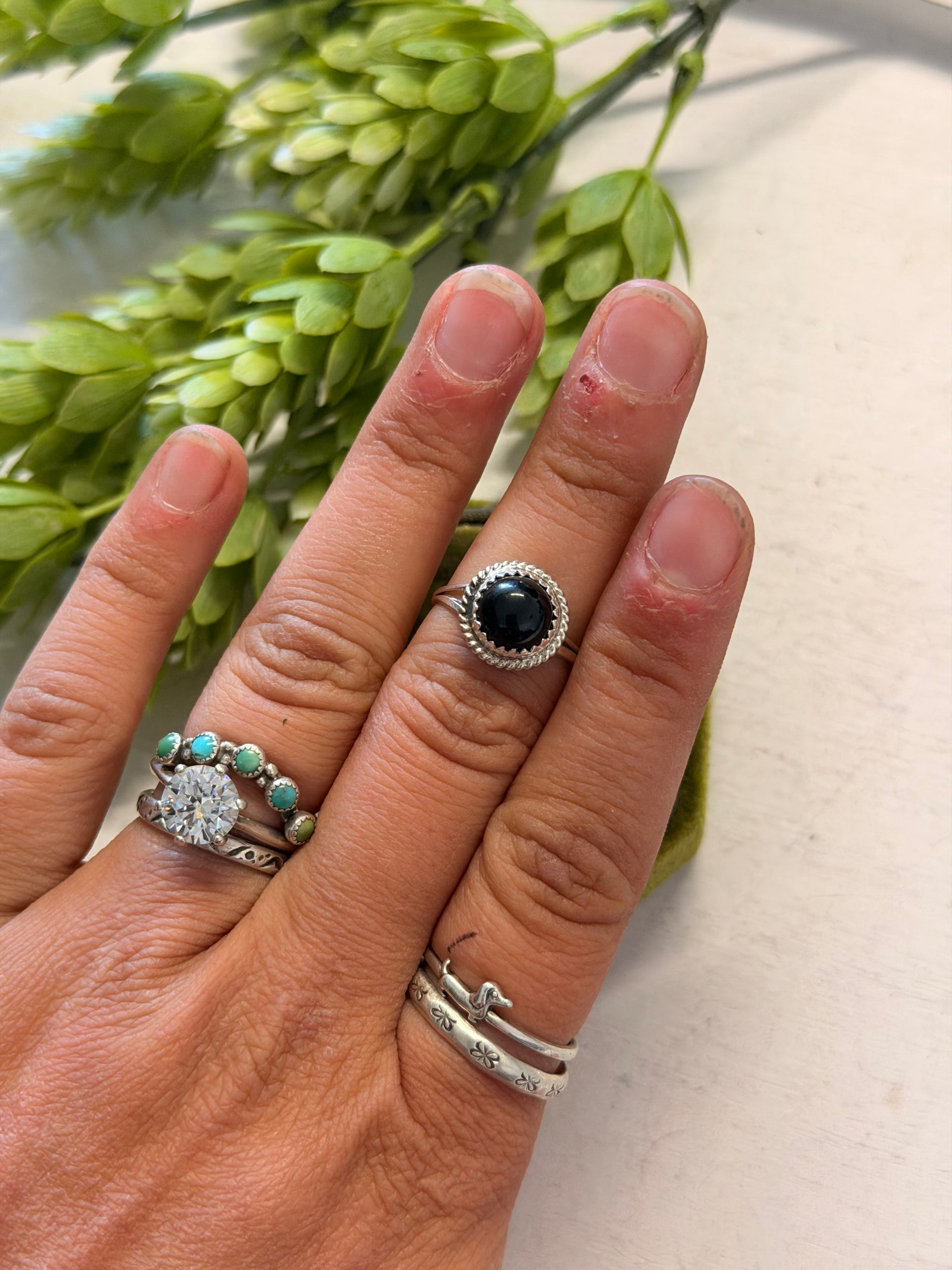 Navajo Made Onyx & Sterling Silver Ring