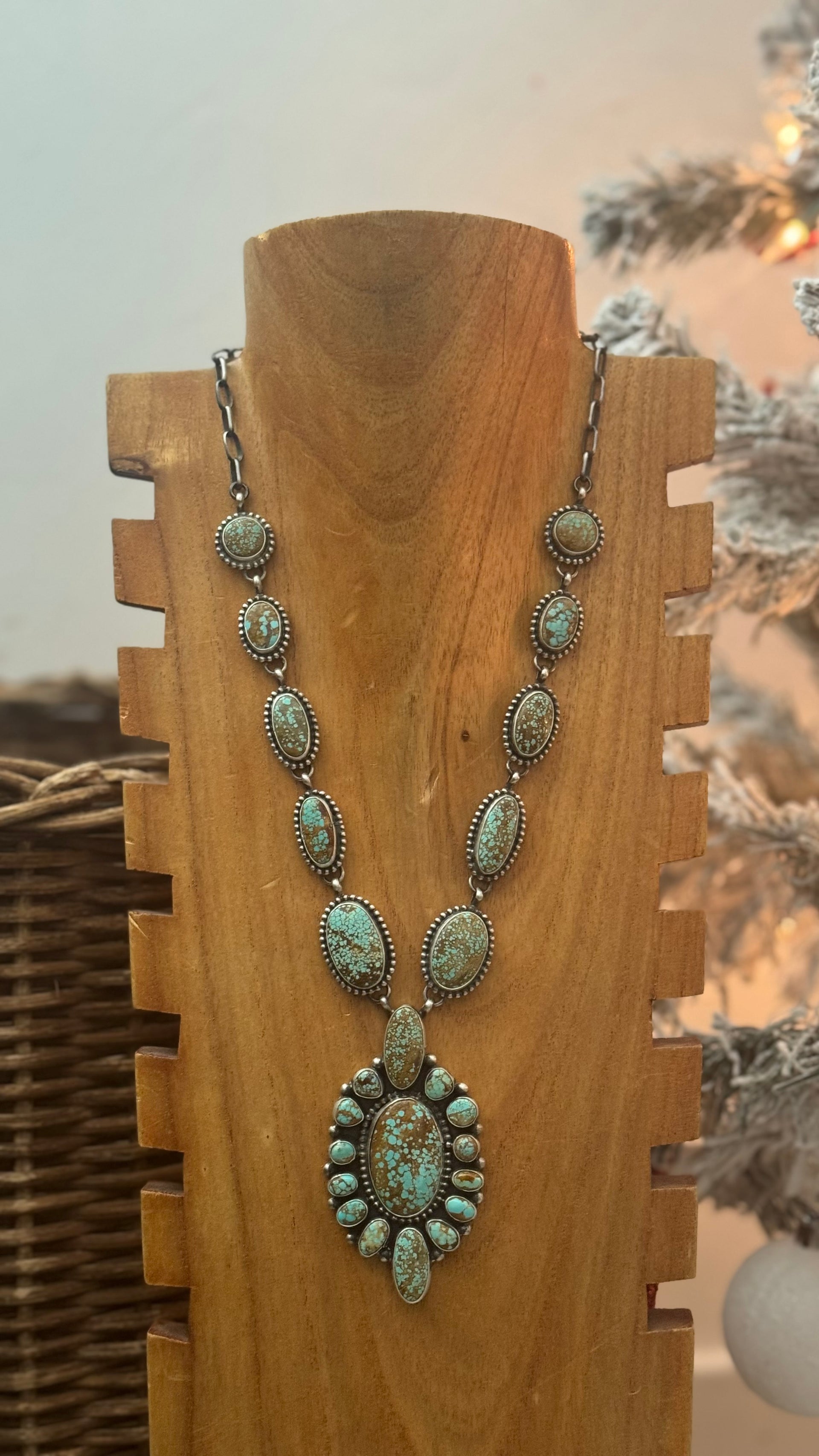 Travis Jim #8 Turquoise & Sterling Silver Cluster Necklace Set