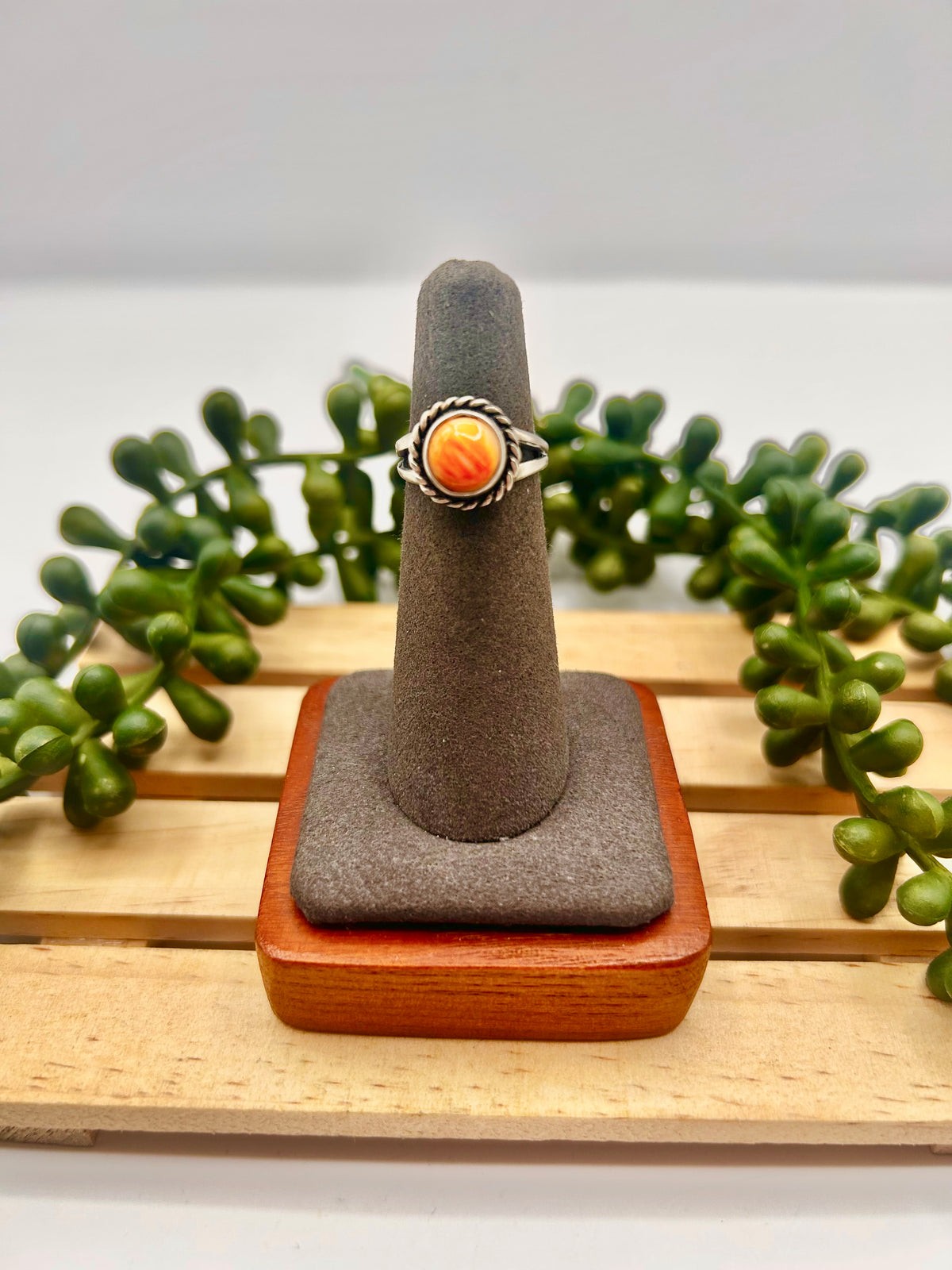 Navajo Made Spiny Oyster & Sterling Silver Ring