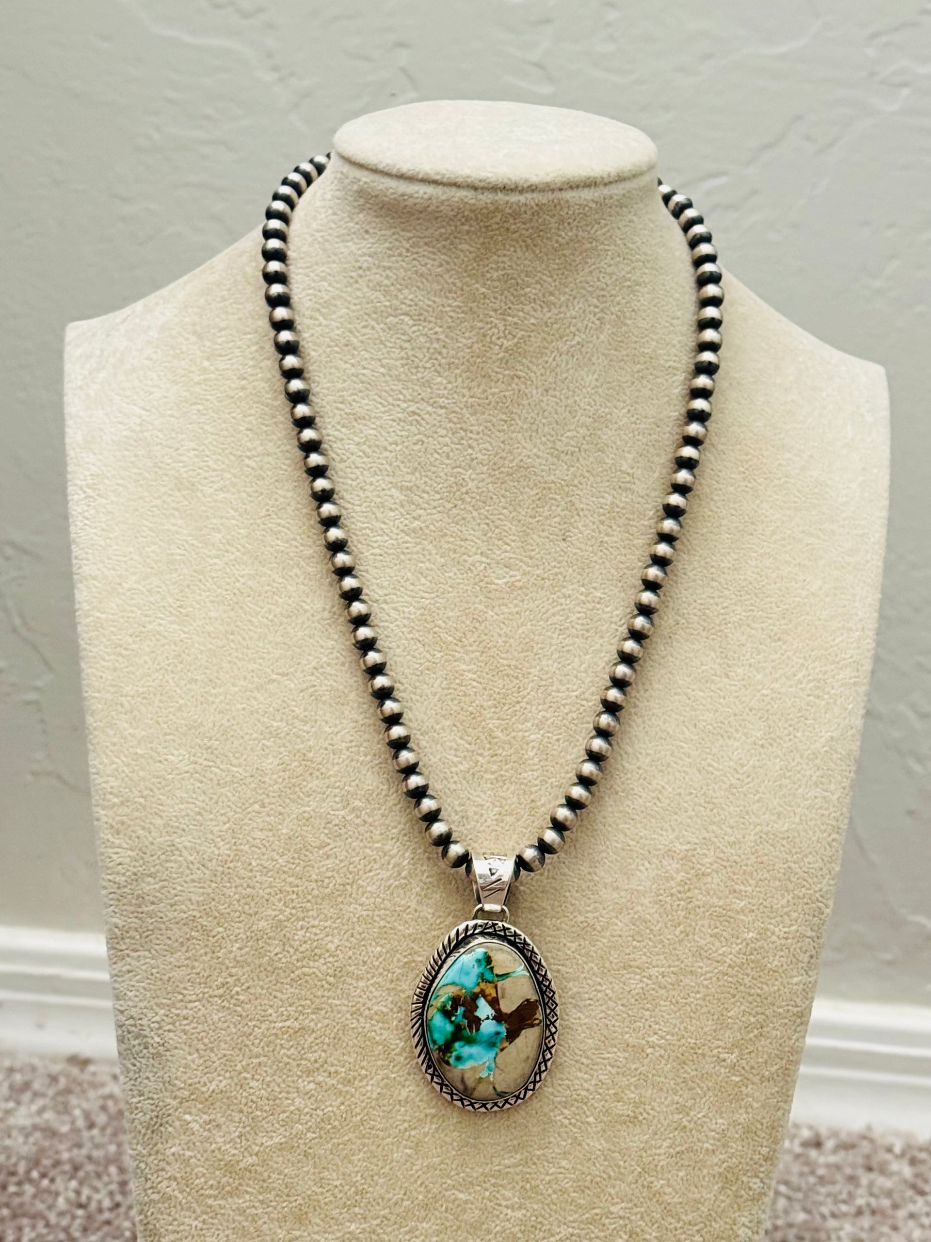 Navajo Made Royston Turquoise & Sterling Silver Pendant