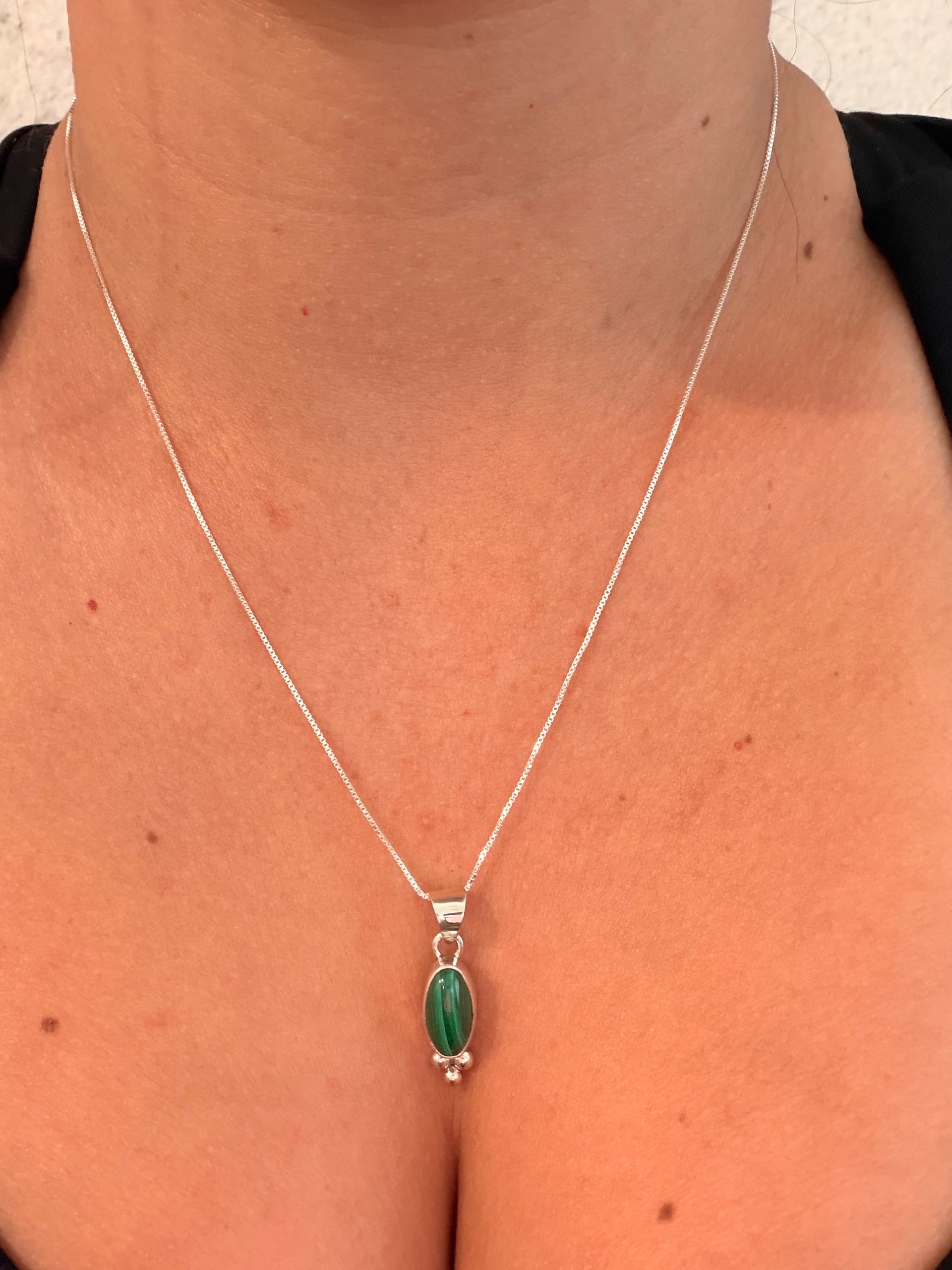 Navajo Made Malachite & Sterling Silver Necklace
