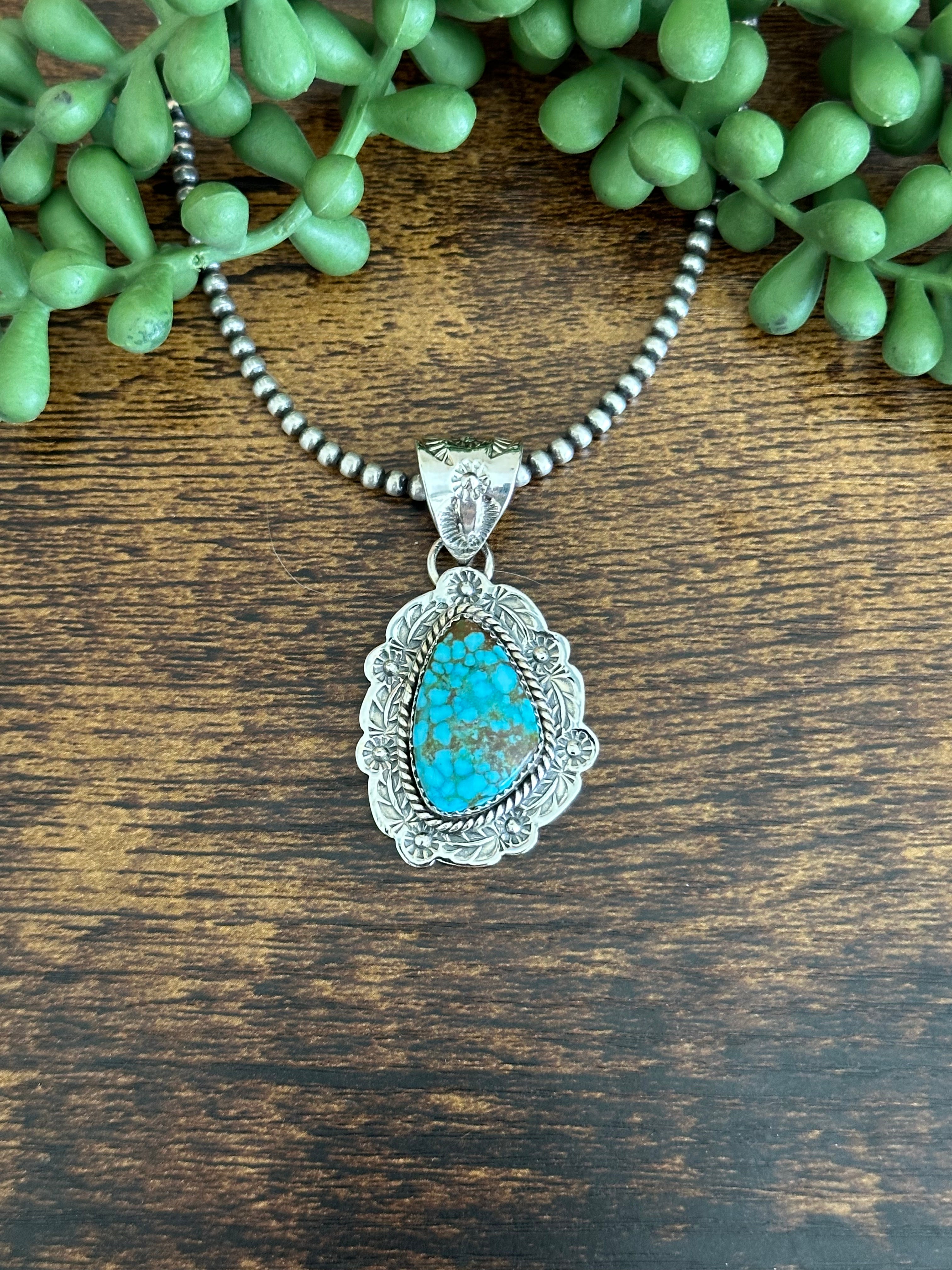 Southwest Handmade Kingman Turquoise & Sterling Silver Pendant