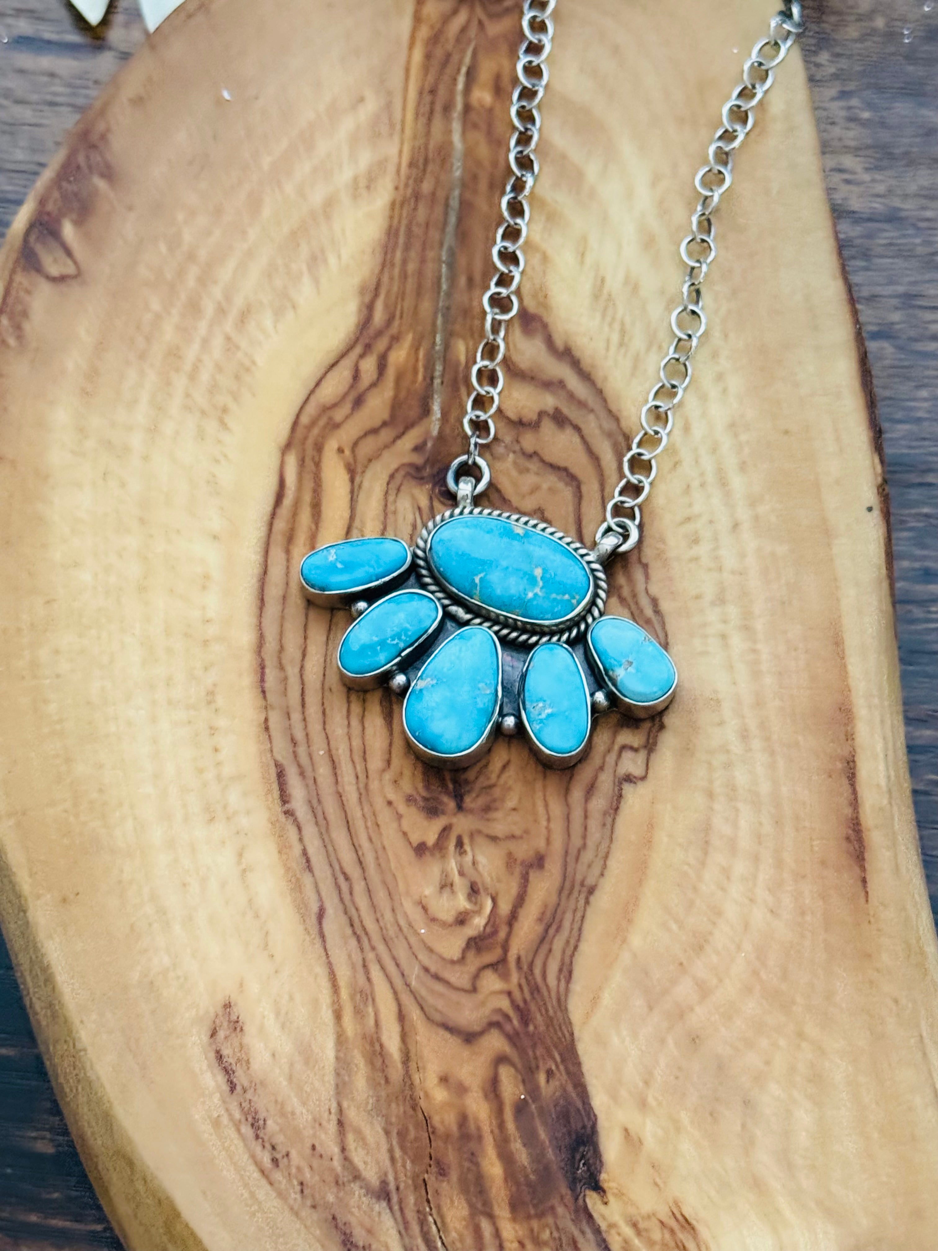 Southwest Handmade Valley Blue Turquoise & Sterling Silver Necklace