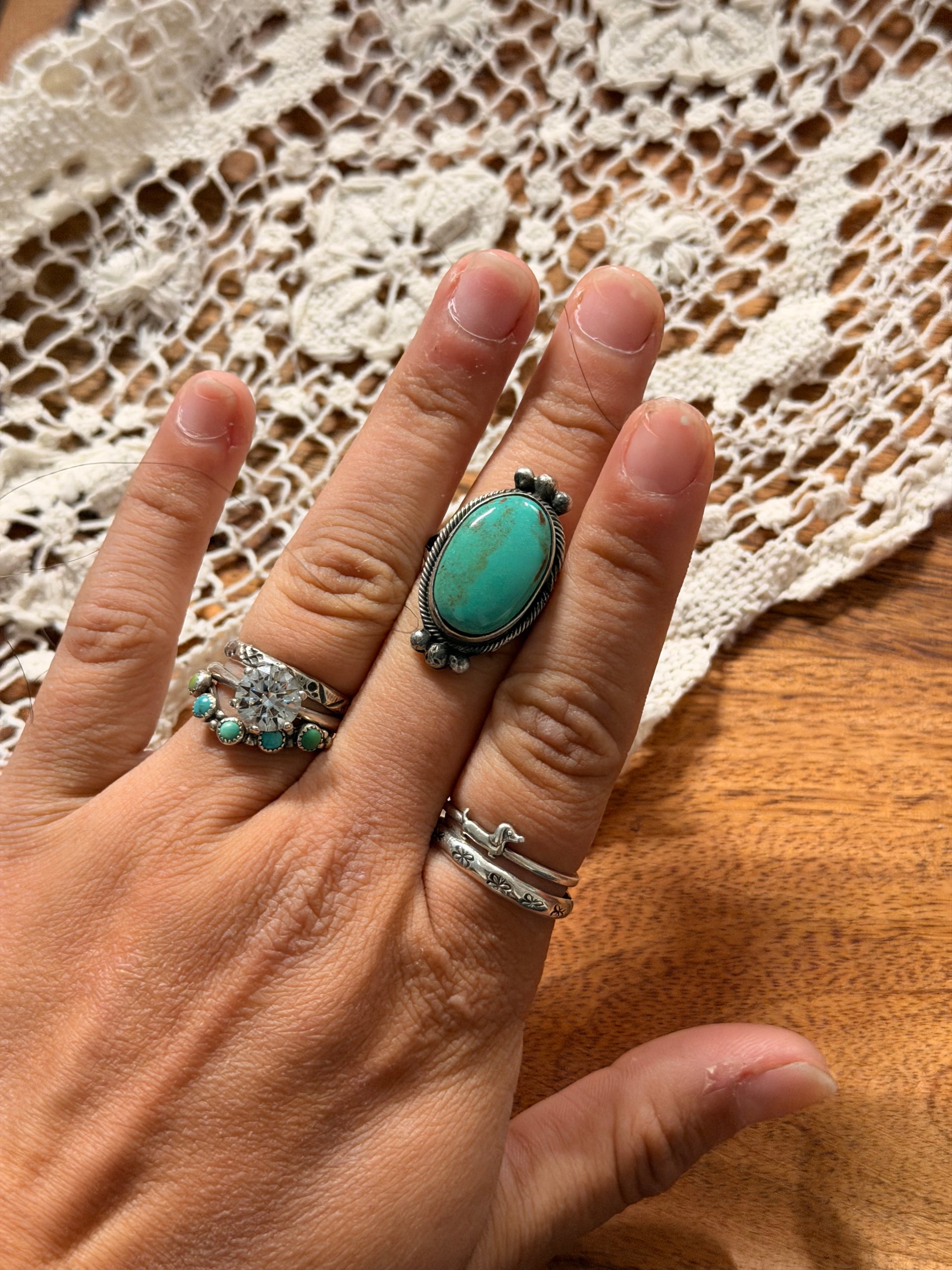 Scott Skeets Kingman Turquoise & Sterling Silver Ring Size 6.5