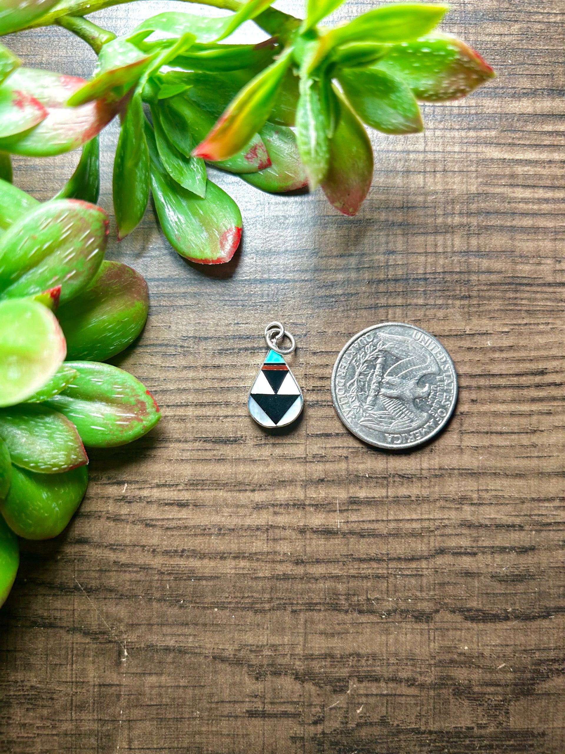 Zuni Made Multi Stone & Sterling Silver Pendant