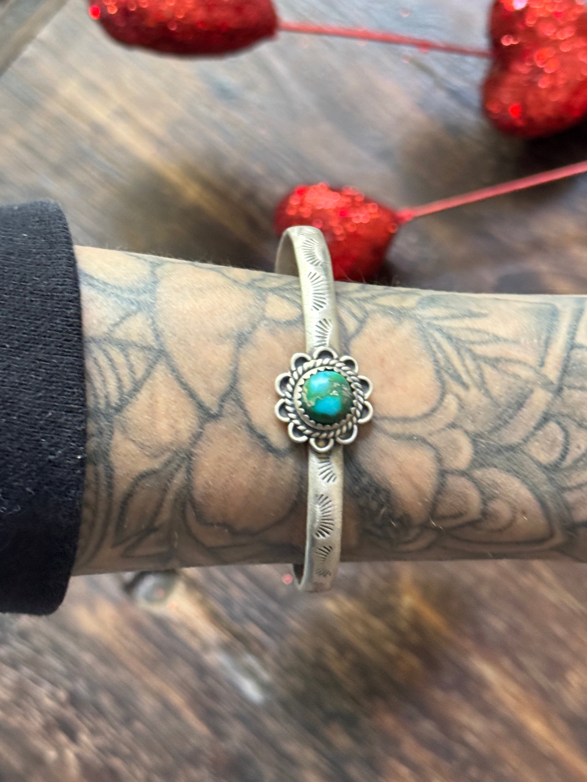 Southwest Sonoran Mountain Turquoise & Sterling Silver Cuff Bracelet