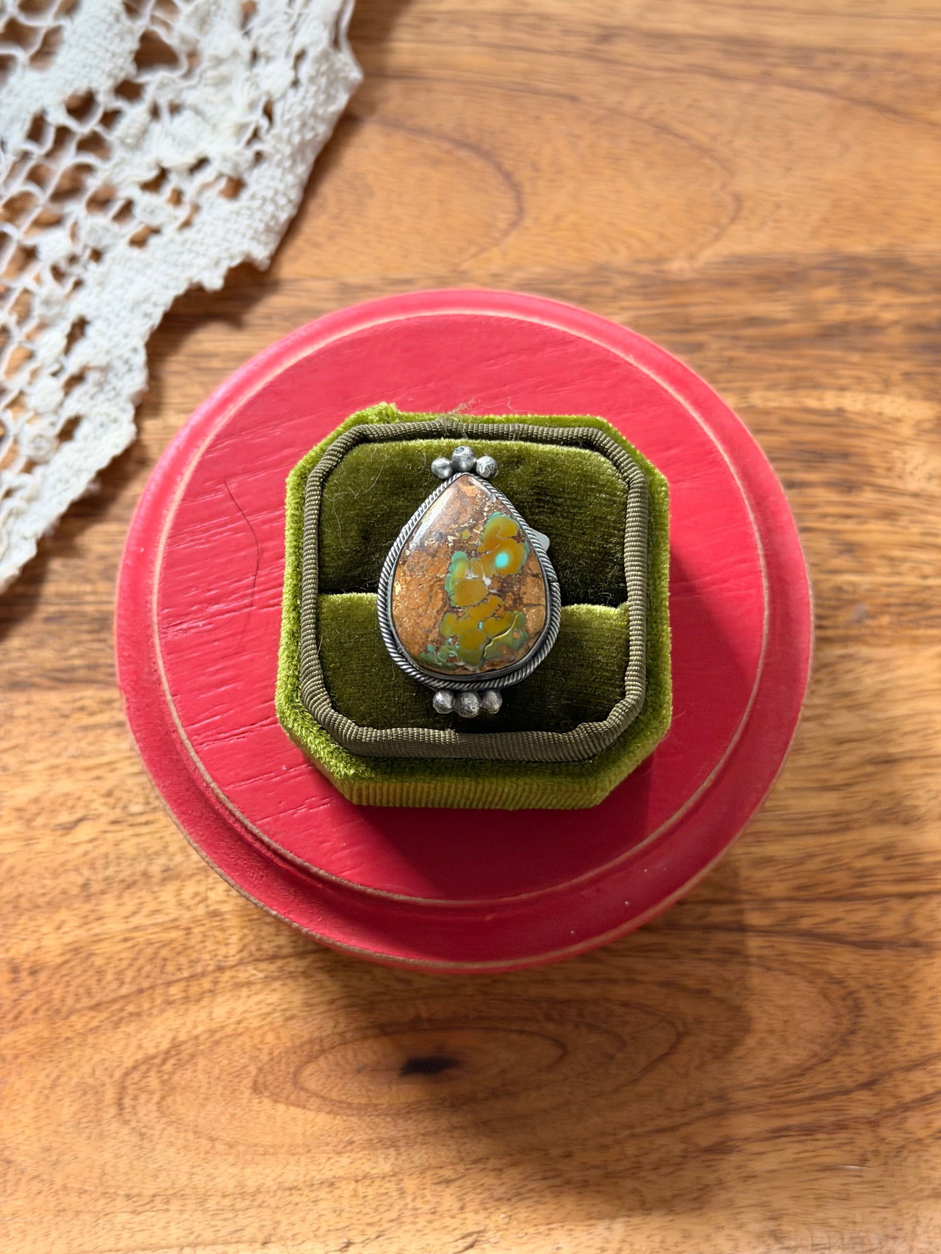 Scott Skeets Boulder Turquoise & Sterling Silver Ring Size 7