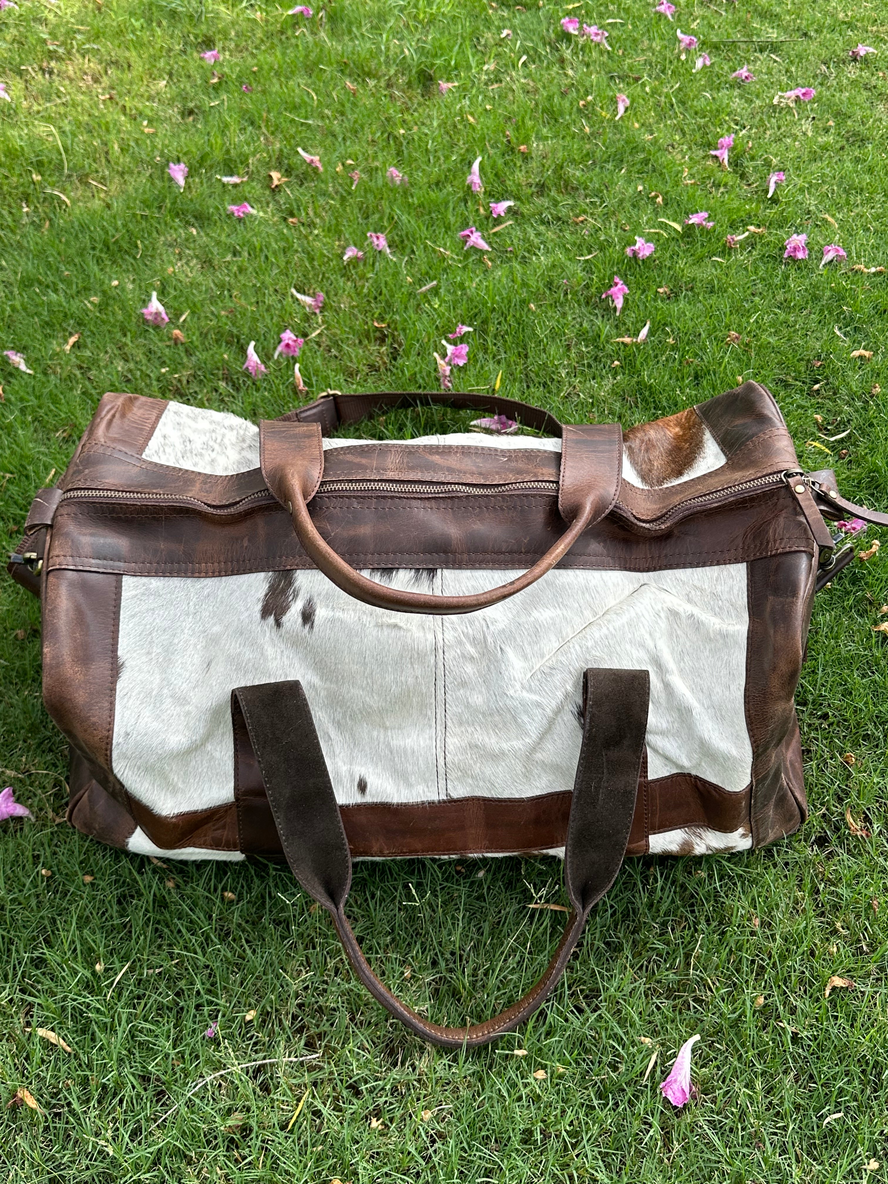 Genuine Leather Cowhide Duffle Bag