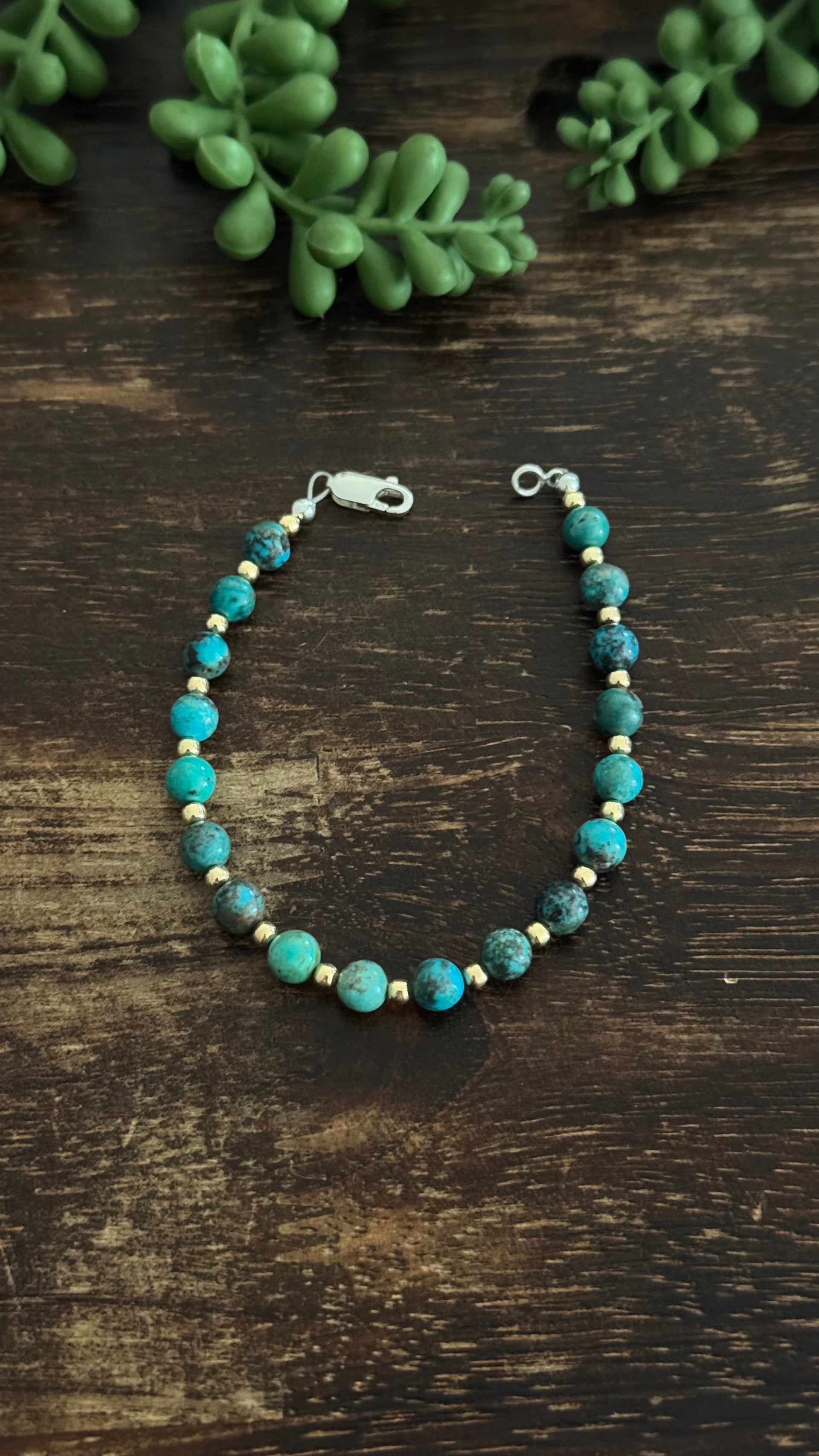 Navajo Strung Egyptian Turquoise & Sterling Silver Pearl Beaded Bracelet