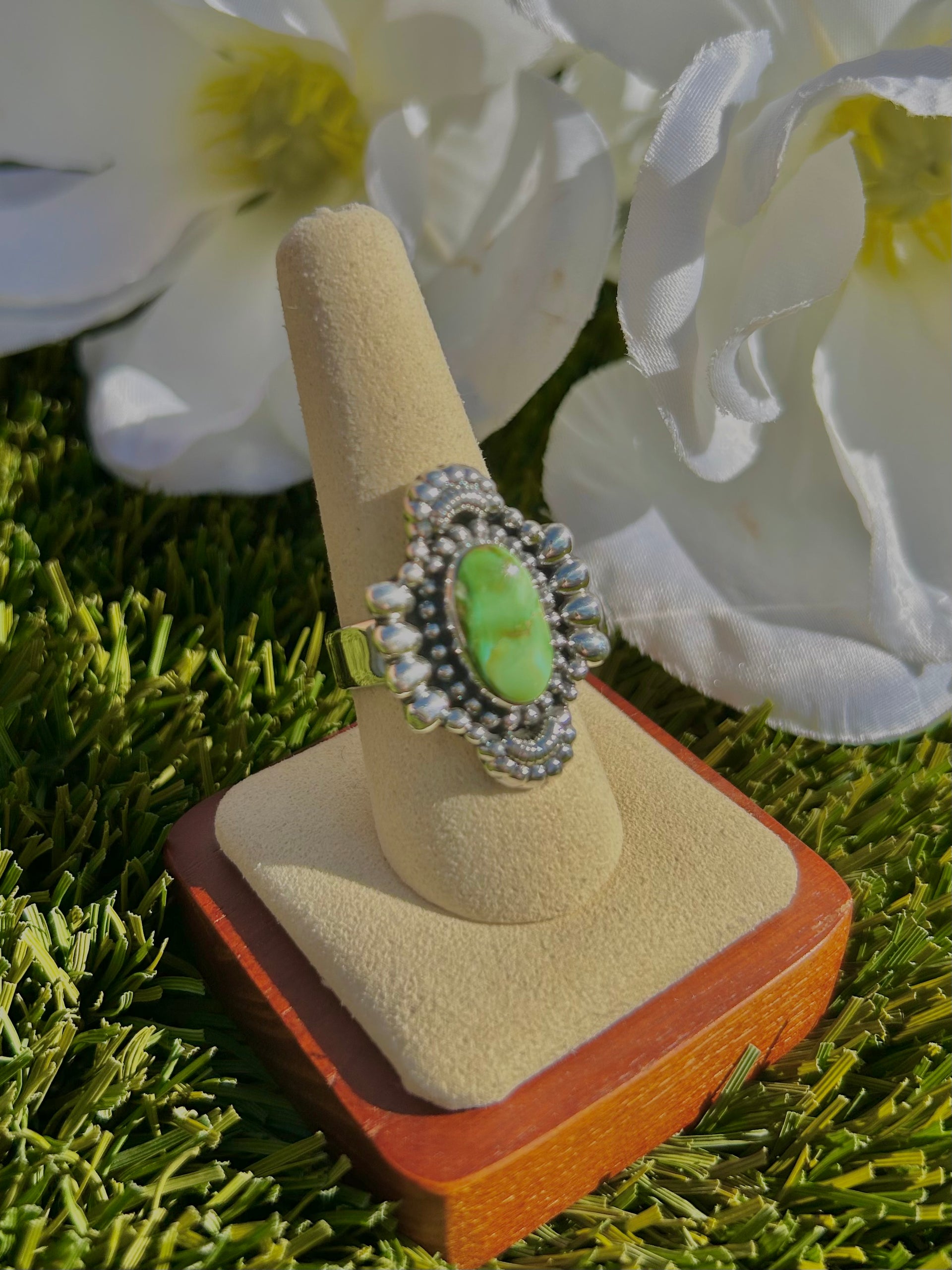 Southwest Sonoran Mountain Turquoise & Sterling Silver Ring Size 8.75