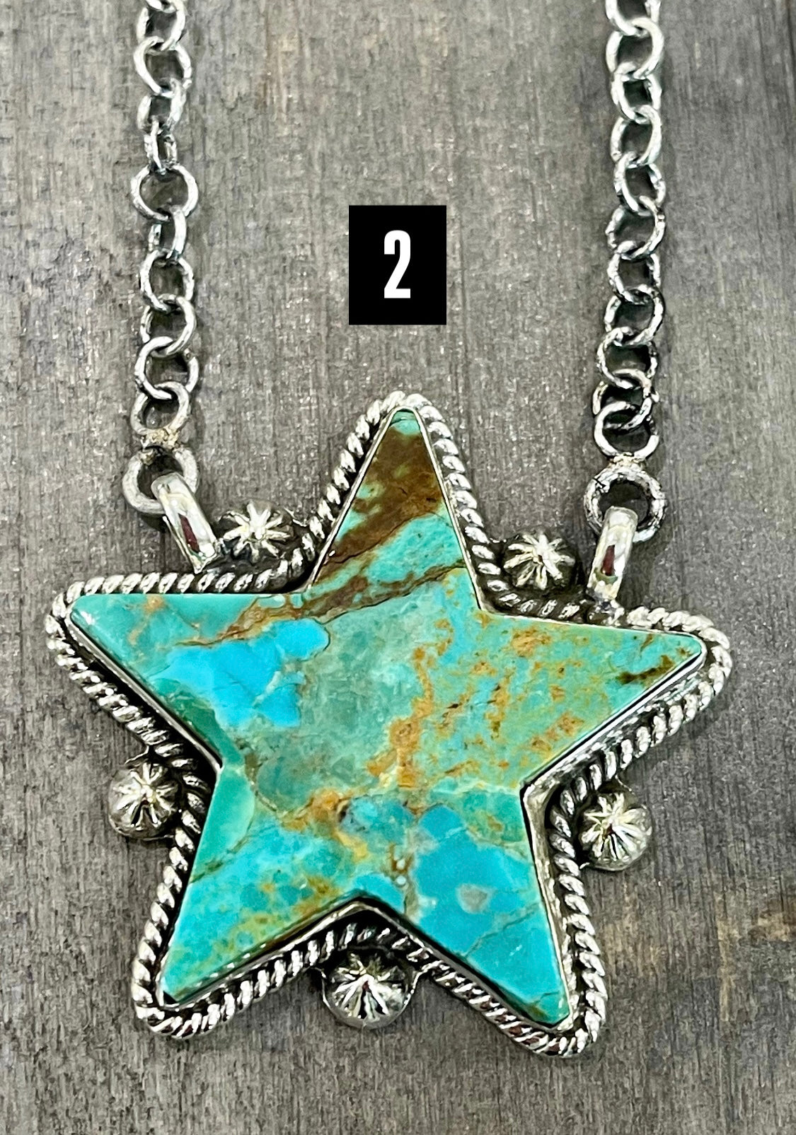 Southwest Handmade Kingman Turquoise & Sterling Silver Star Necklace