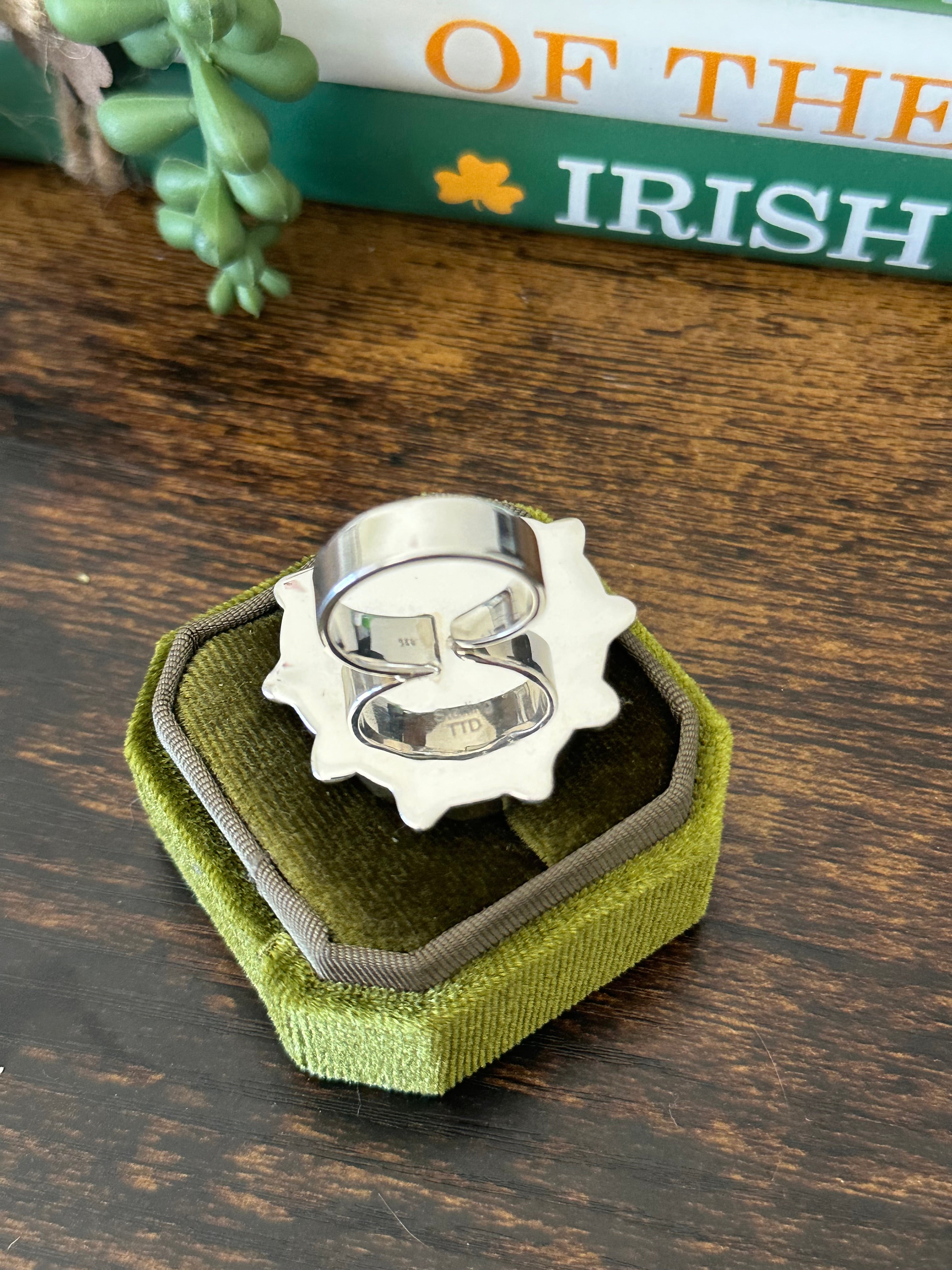 Southwest Handmade Multi Stone & Sterling Silver Adjustable Cluster Heart Ring
