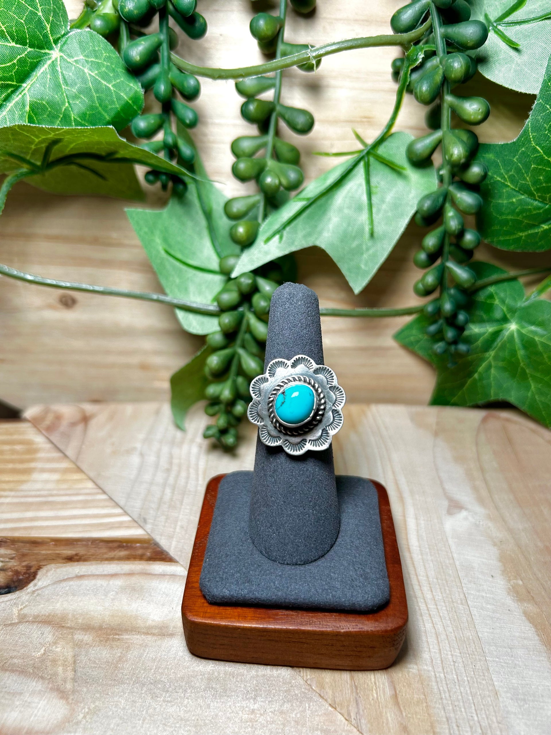 Tillie John Kingman Turquoise & Sterling Silver Ring Size 6.5