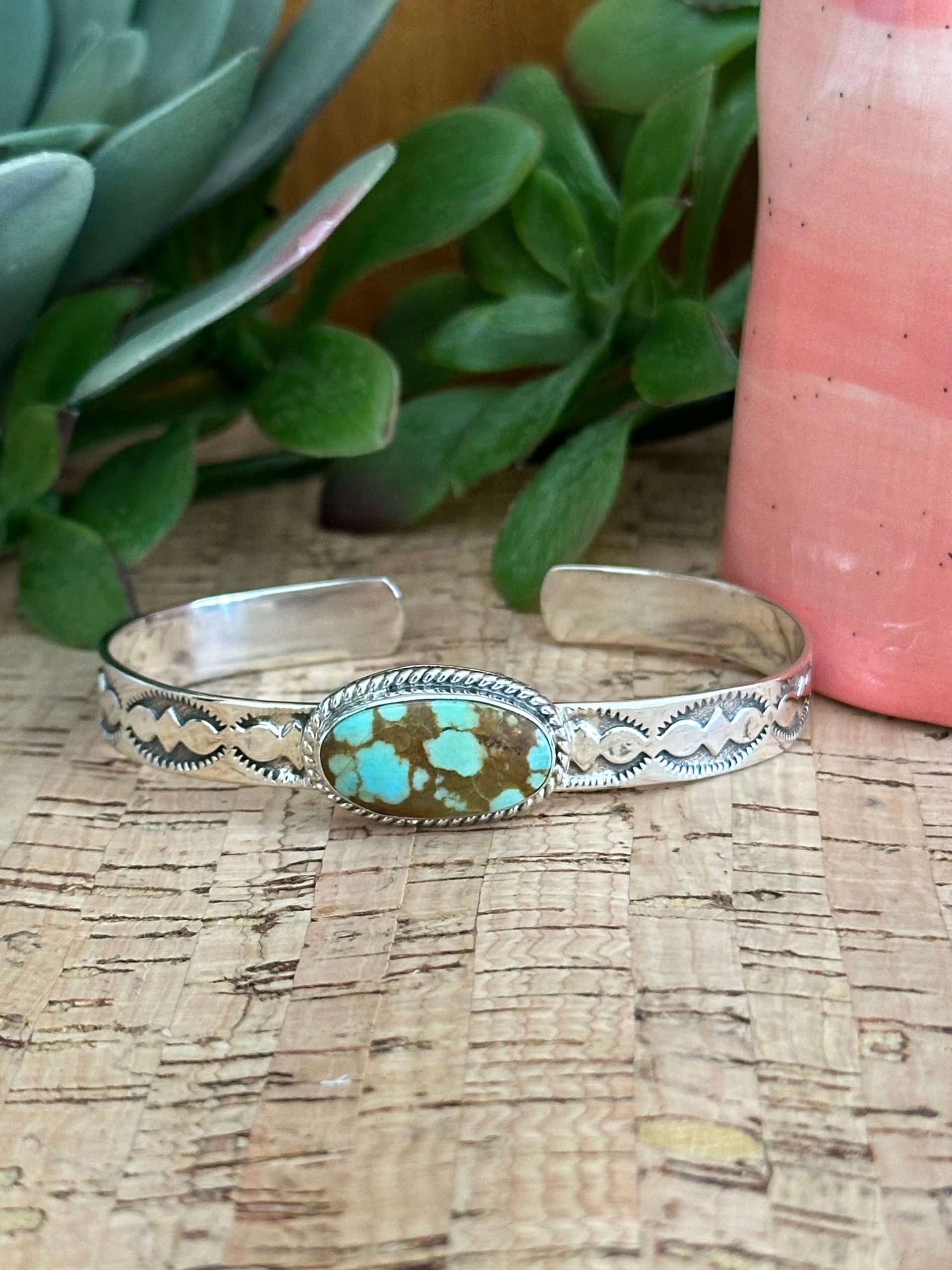 Southwest Made #8 Turquoise & Sterling Silver Cuff Bracelet