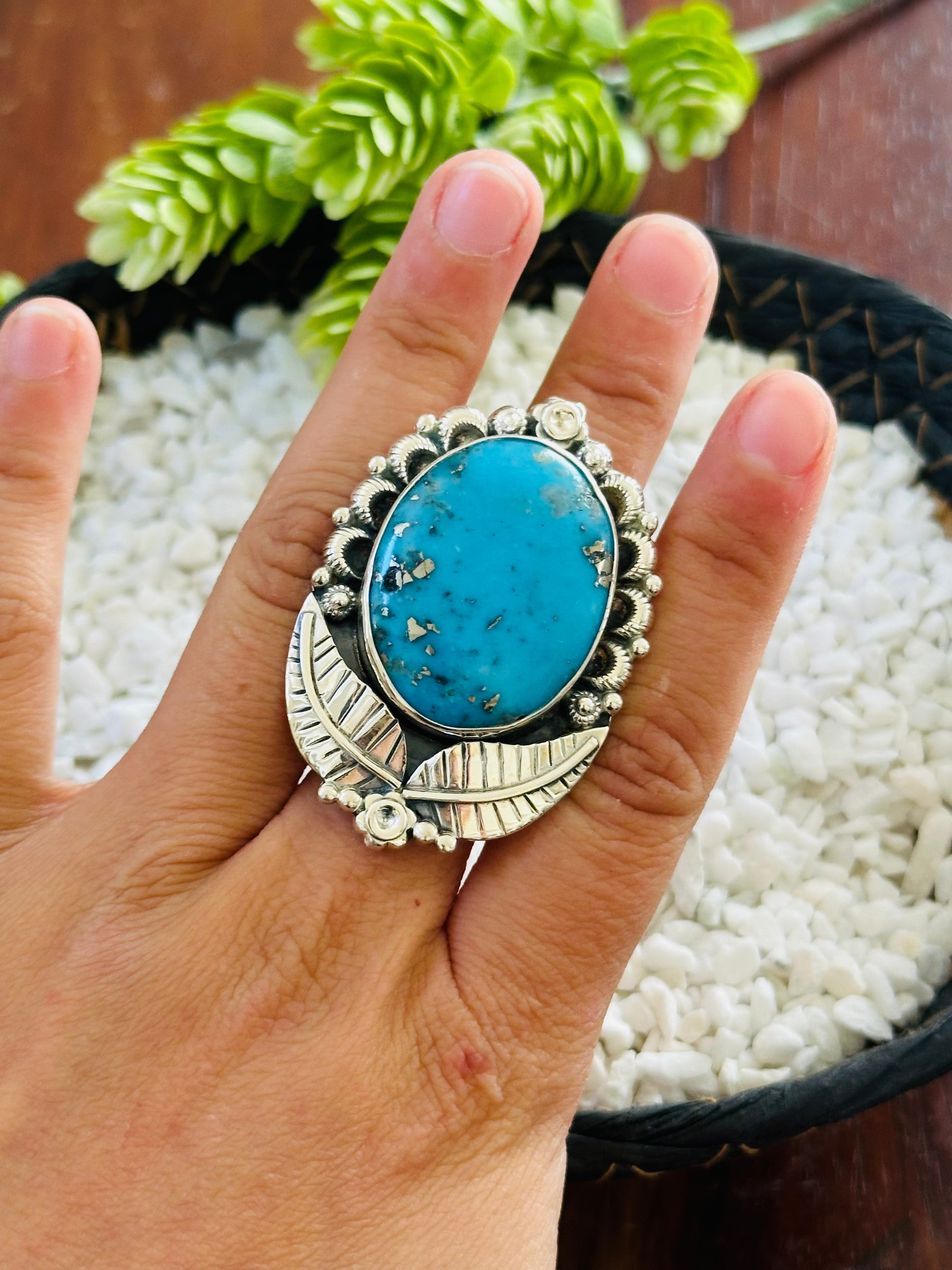 TTD “Retro” Kingman Turquoise & Sterling Silver Adjustable Ring