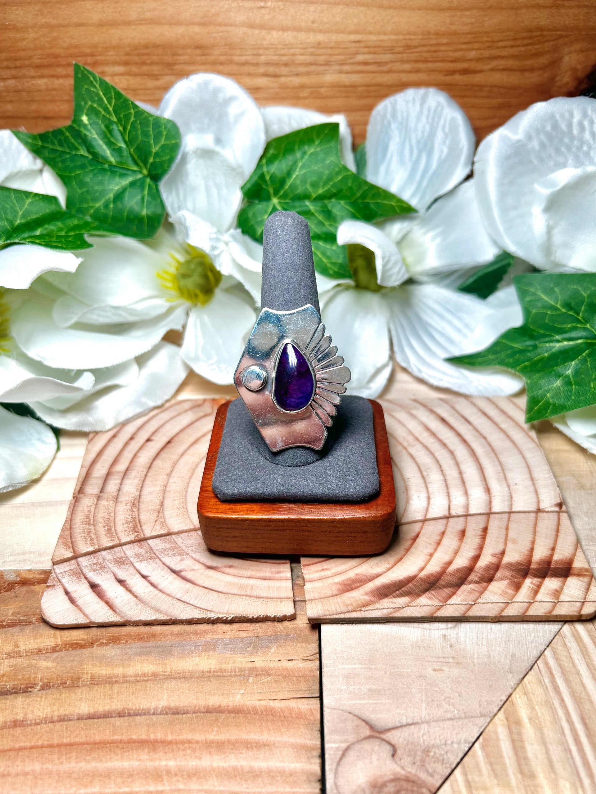 Navajo Made Sugilite & Sterling Silver Adjustable Ring
