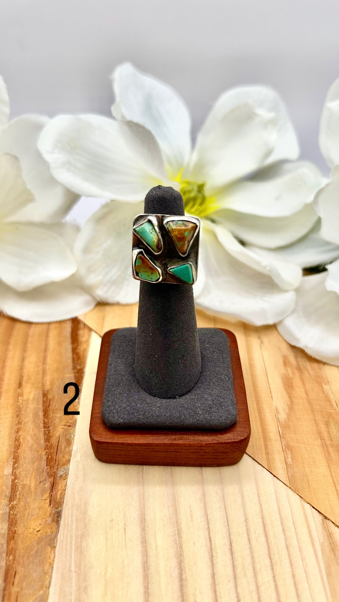 Jude Candelaria Kingman Turquoise & Sterling Silver Adjustable Ring