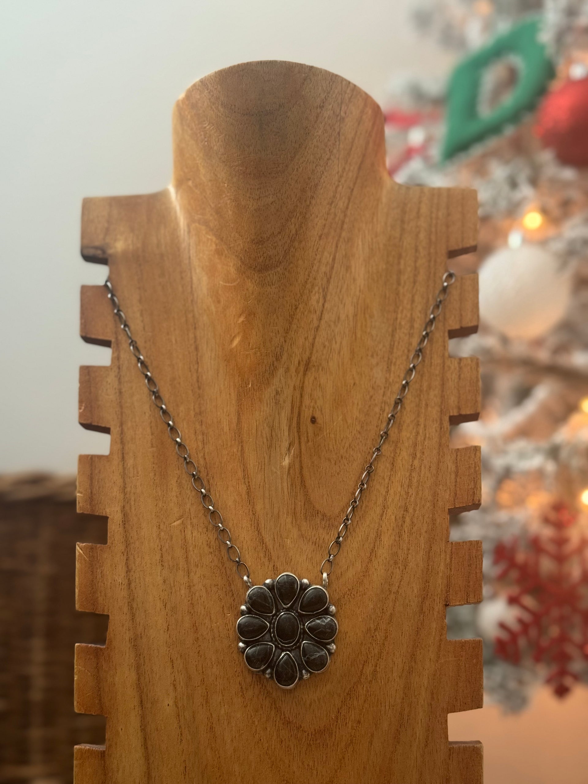 Sheila Becenti White Buffalo & Sterling Silver Cluster Necklace