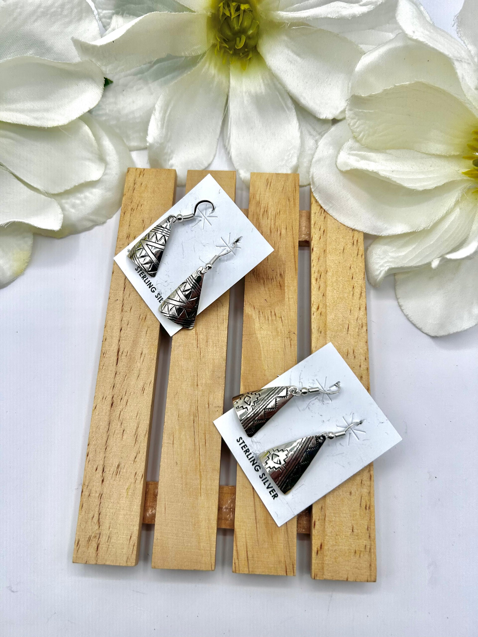 Navajo Made Sterling Silver Hook Earrings