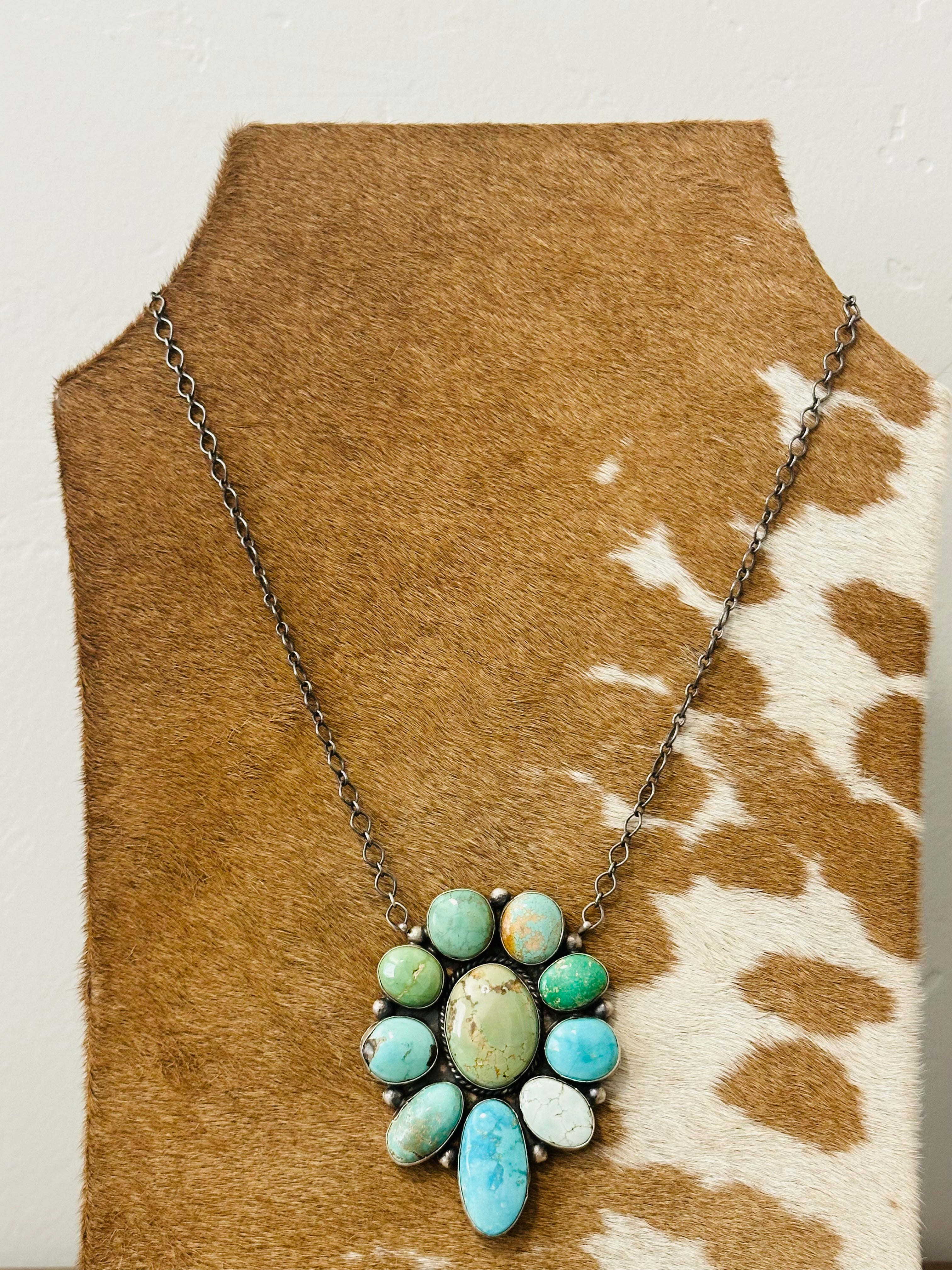 Jeff James Carico Lake Turquoise& Sterling Silver Necklace