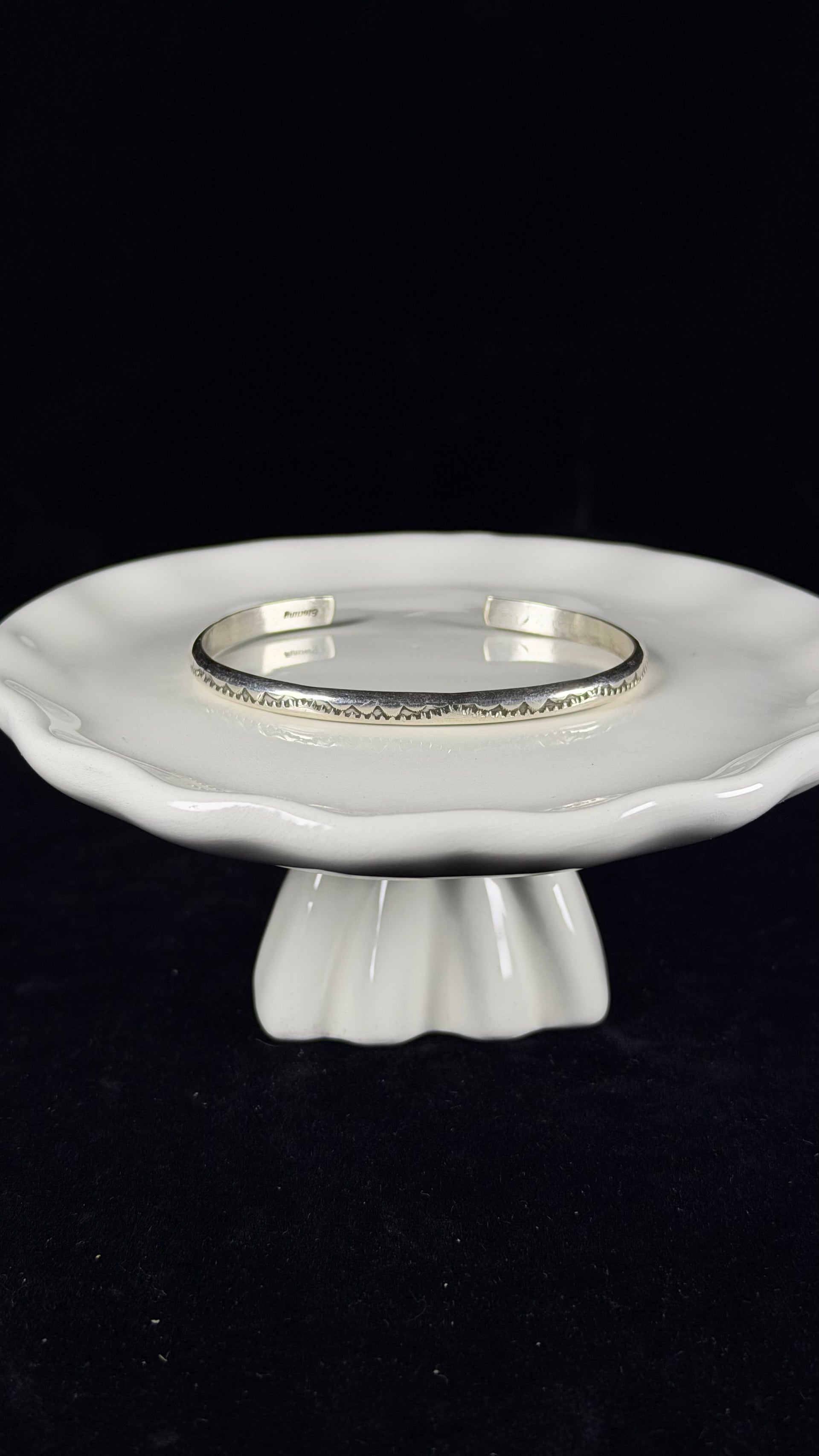 Navajo Made Sterling Silver Cuff Stamped Cuff Bracelet