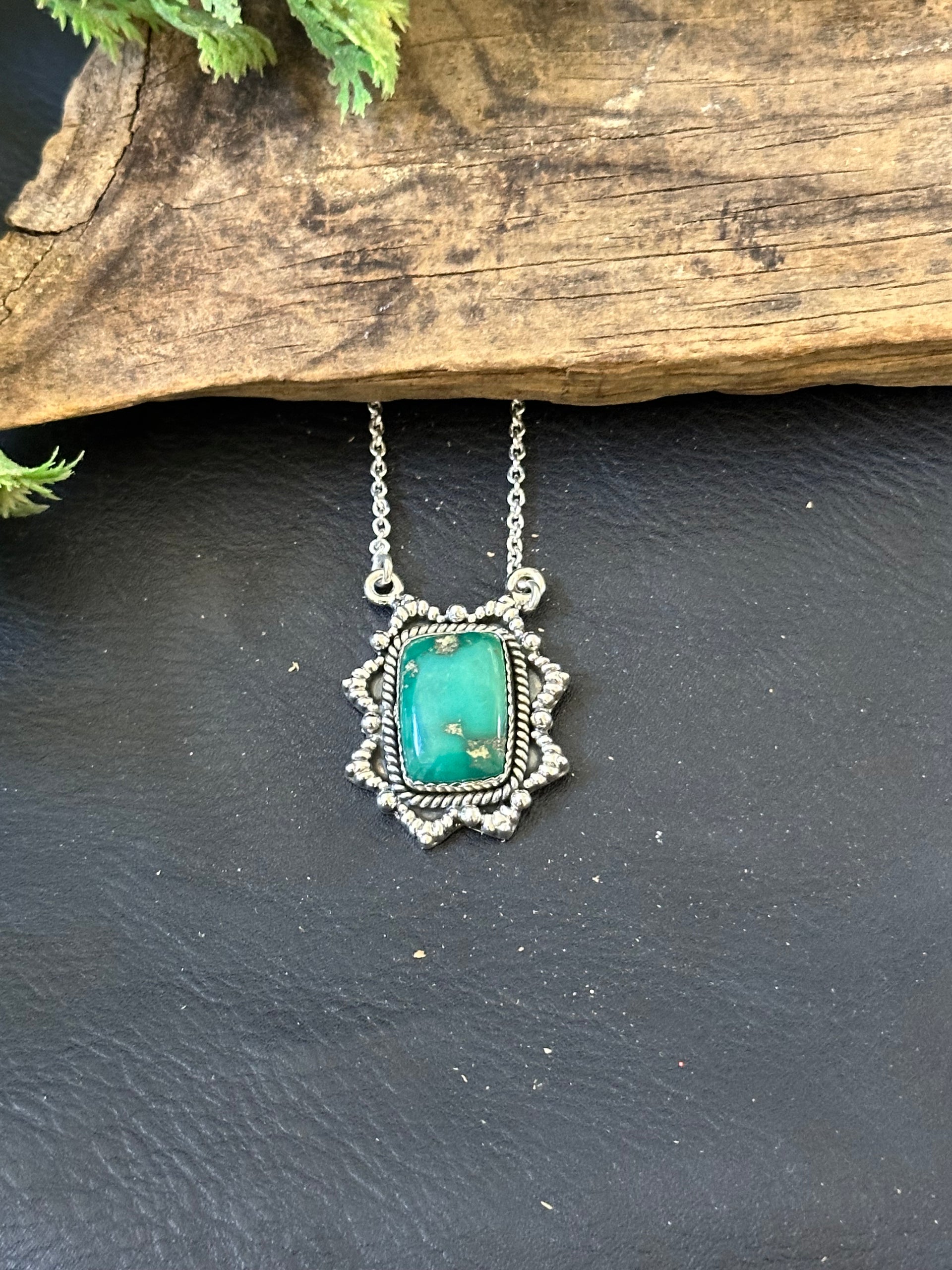 Southwest Handmade Emerald Valley Turquoise & Sterling Silver Necklace