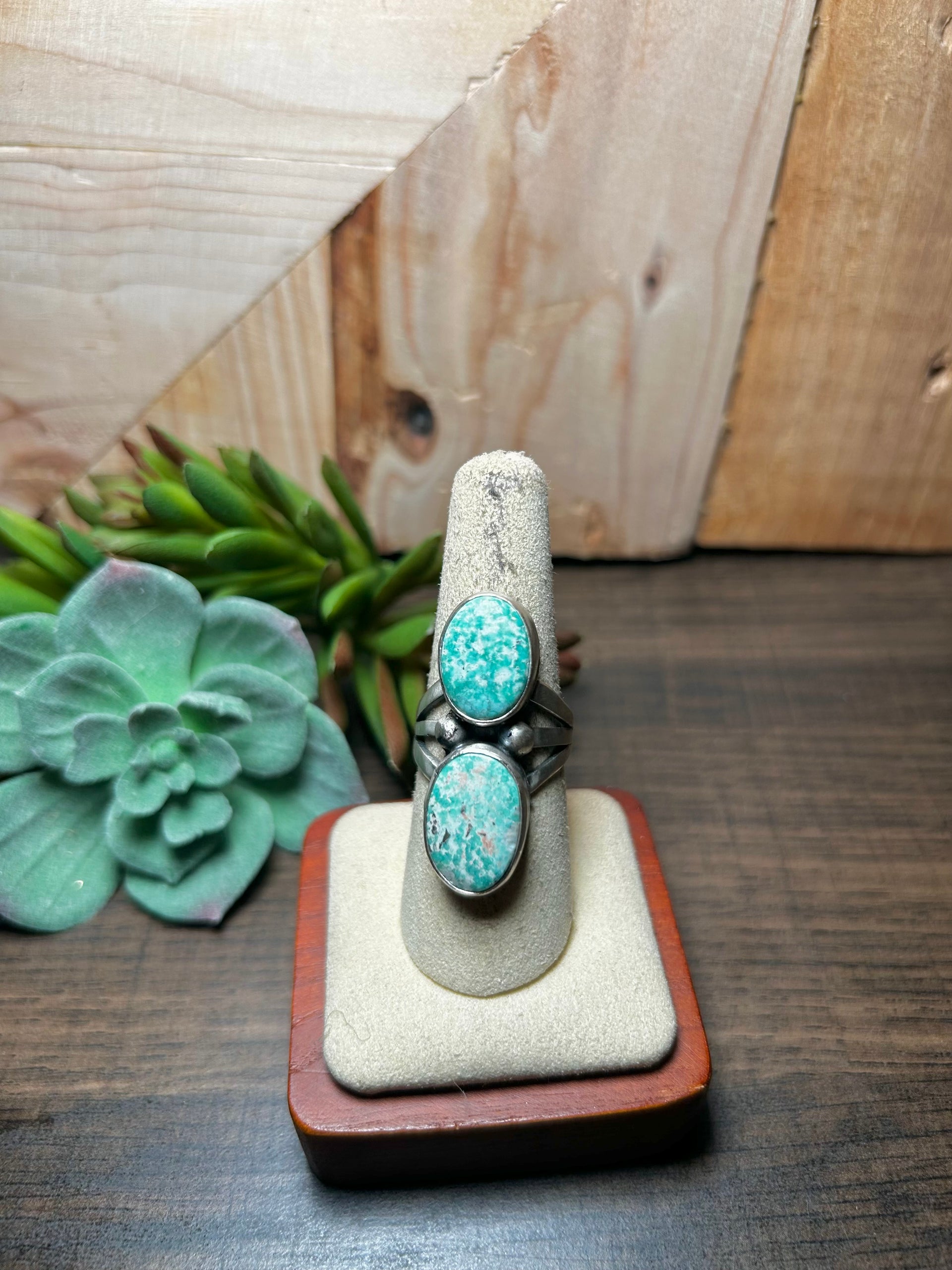 Danny Henio White Water Turquoise & Sterling Silver Ring Size 8