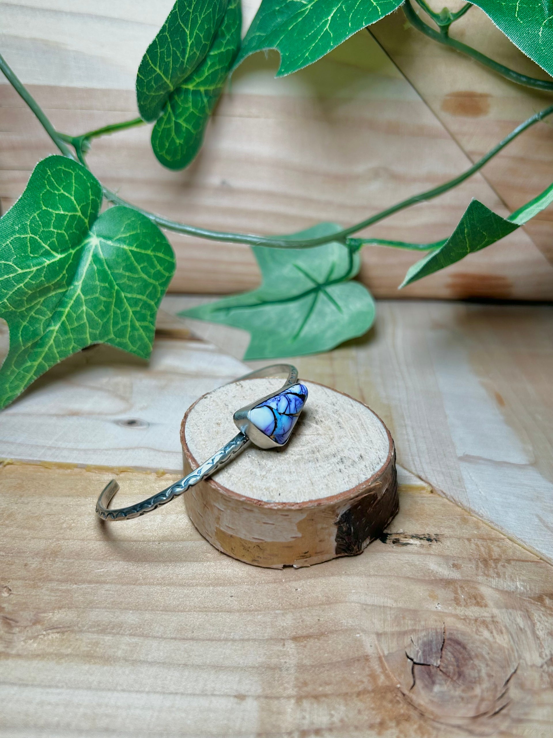 Navajo Made Purple Mohave Turquoise & Sterling Silver Cuff Bracelet