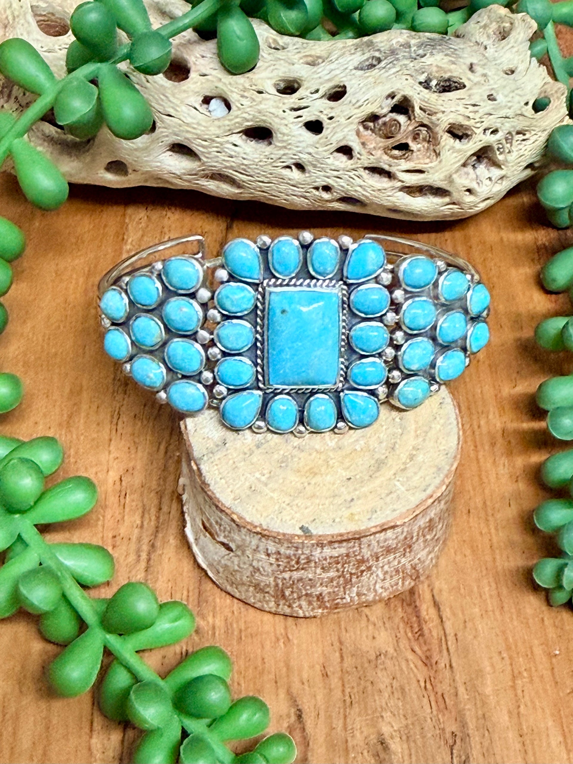 Southwest Handmade Kingman Turquoise & Sterling Silver Cuff Bracelet