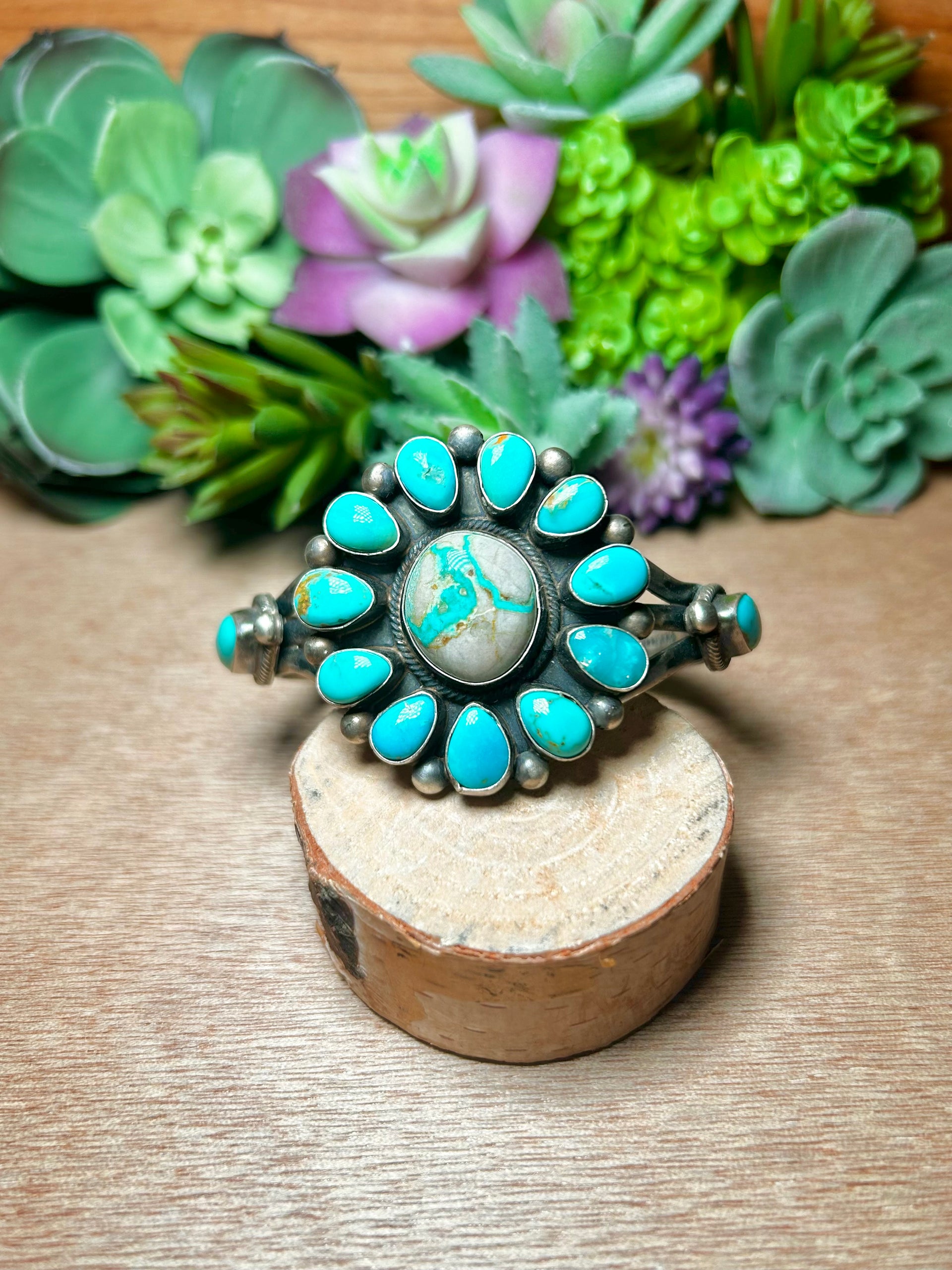 Kathleen Chavez Mixed Turquoise & Sterling Silver Cuff Bracelet