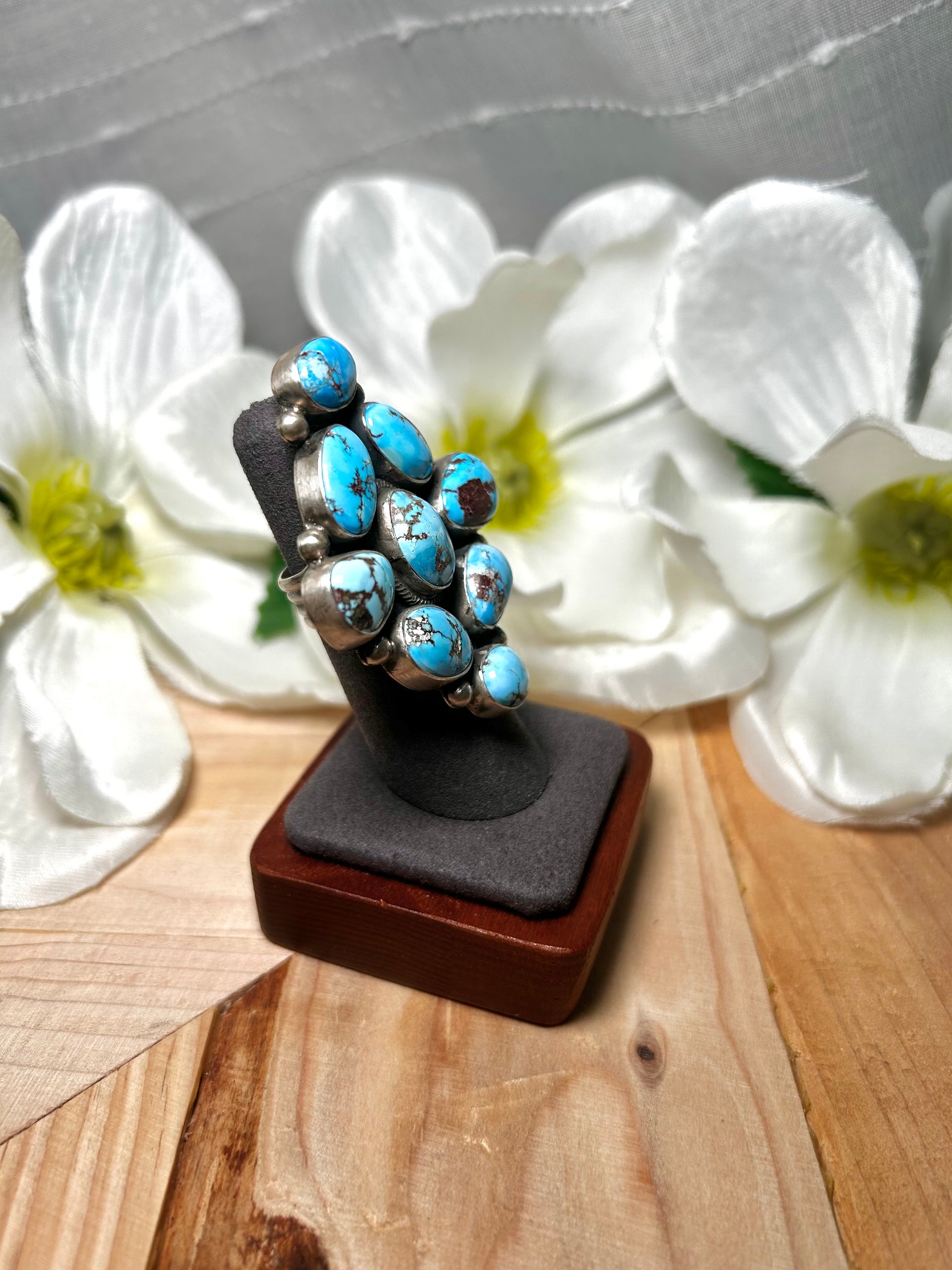 Bobby Johnson Golden Hill Turquoise & Sterling Silver Ring Size 5.75