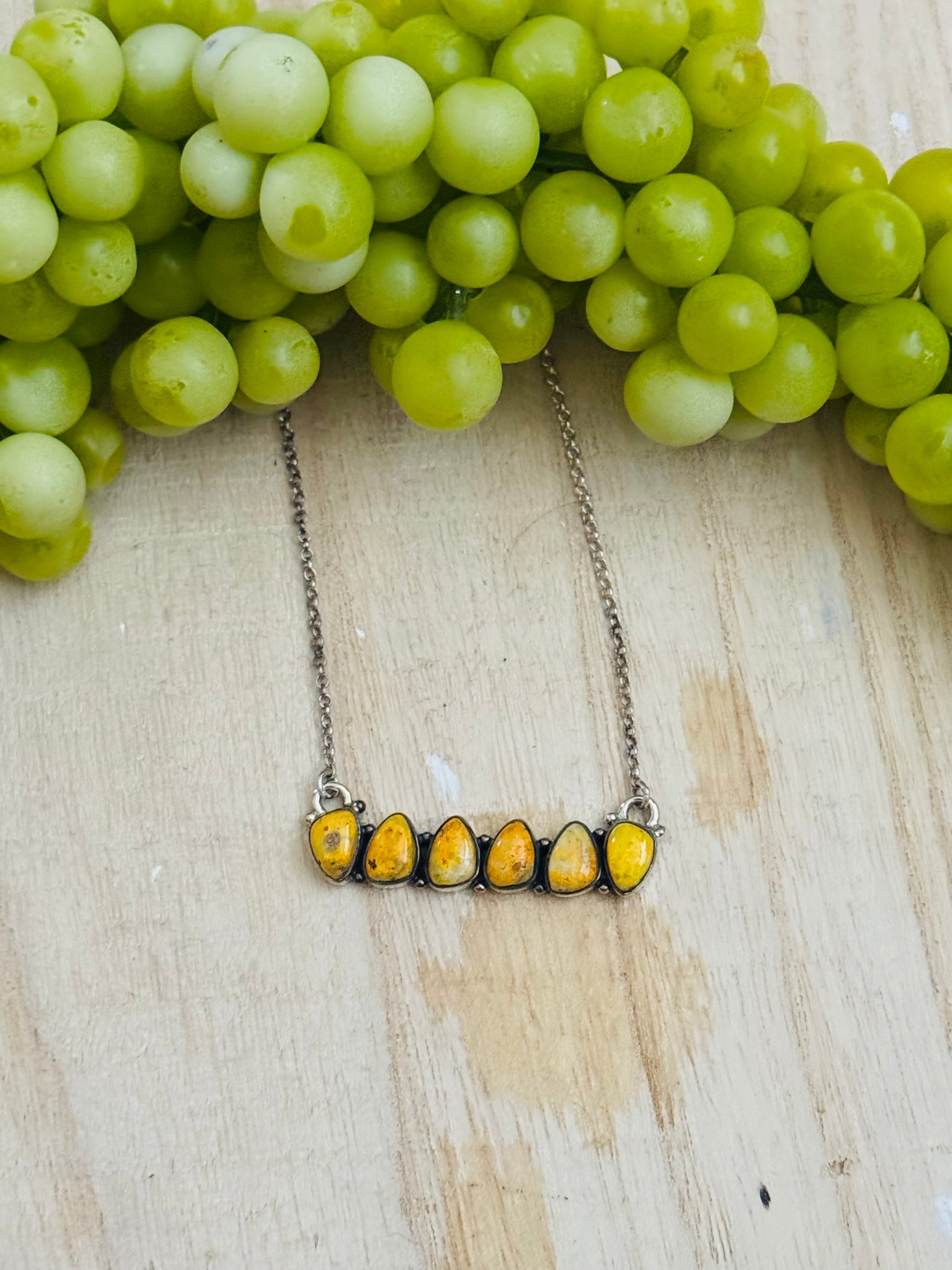 Southwest Made Bb Agate & Sterling Silver Cluster Necklace