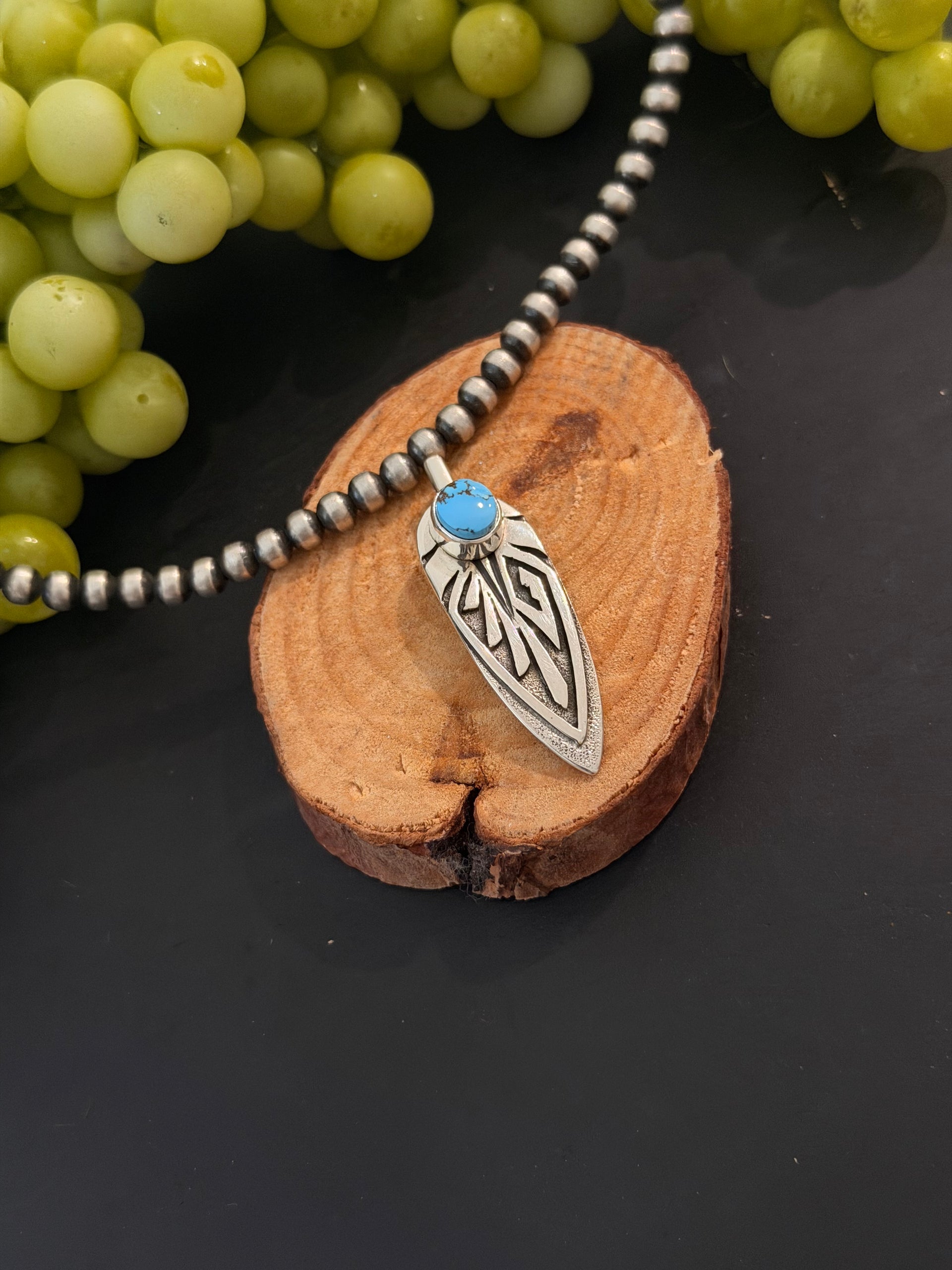 Navajo Made Golden Hill Turquoise & Sterling Silver Pendant