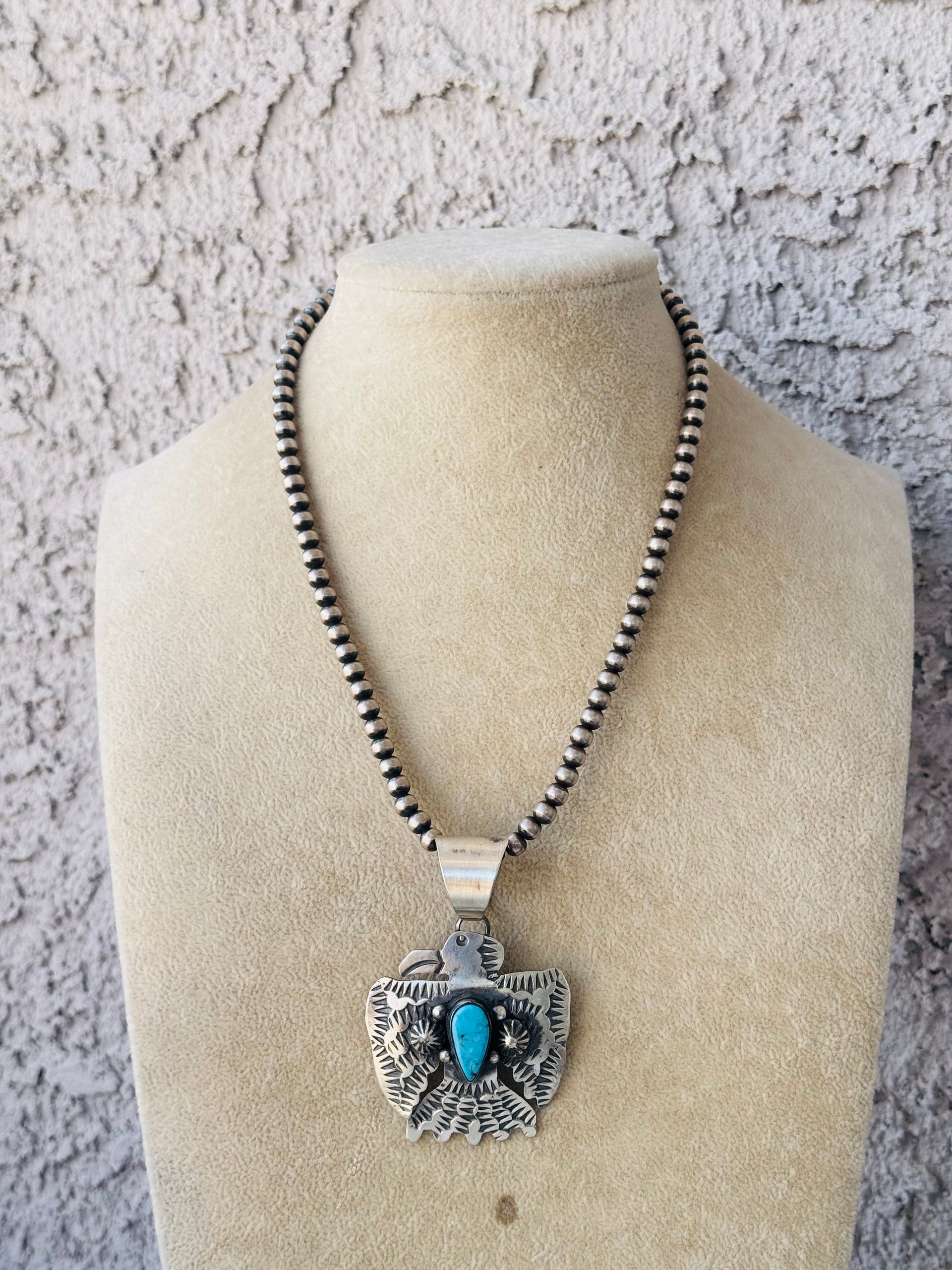 Chimney Butte Turquoise & Sterling Silver Thunderbird Pendant