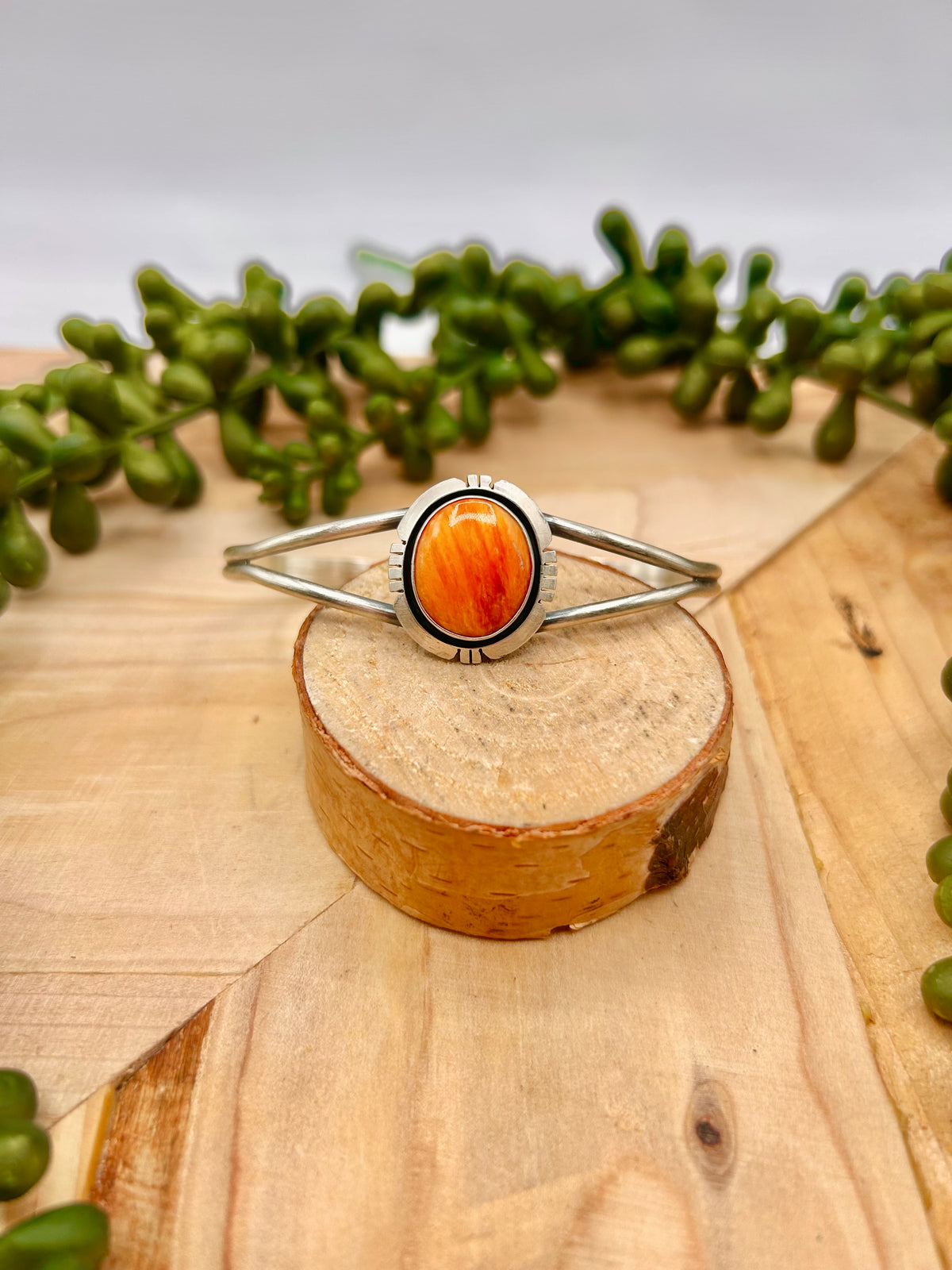 Dave Skeets Spiny Oyster & Sterling Silver Cuff Bracelet