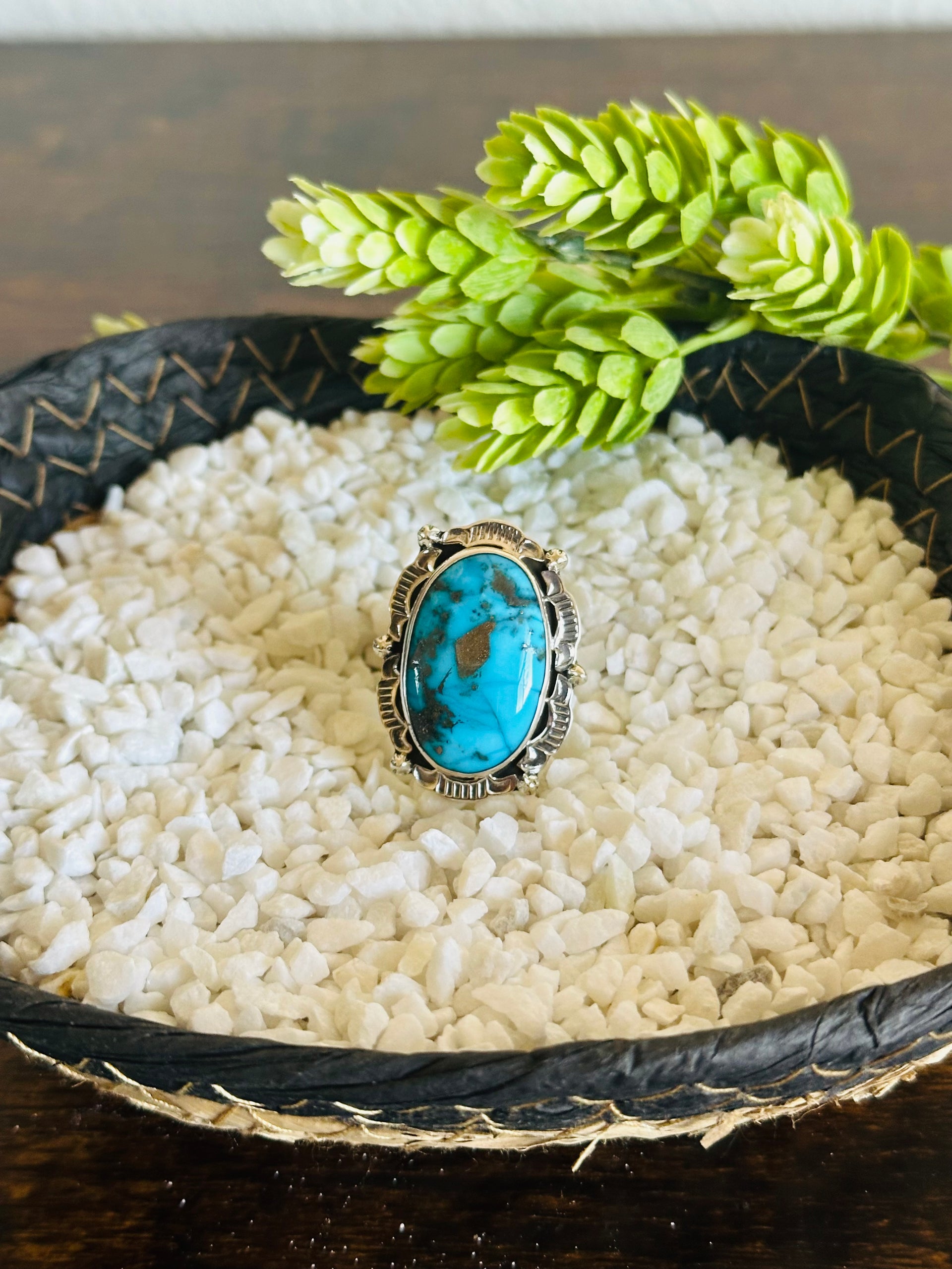 TTD Blue Ridge Turquoise & Sterling Silver Adjustable Ring