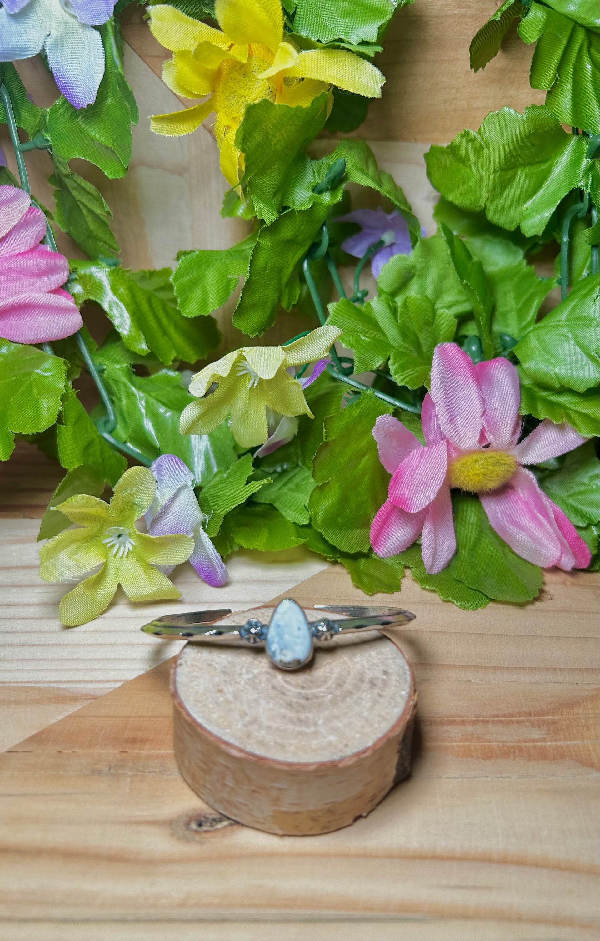 Navajo Made White Buffalo & Sterling Silver Cuff Bracelet