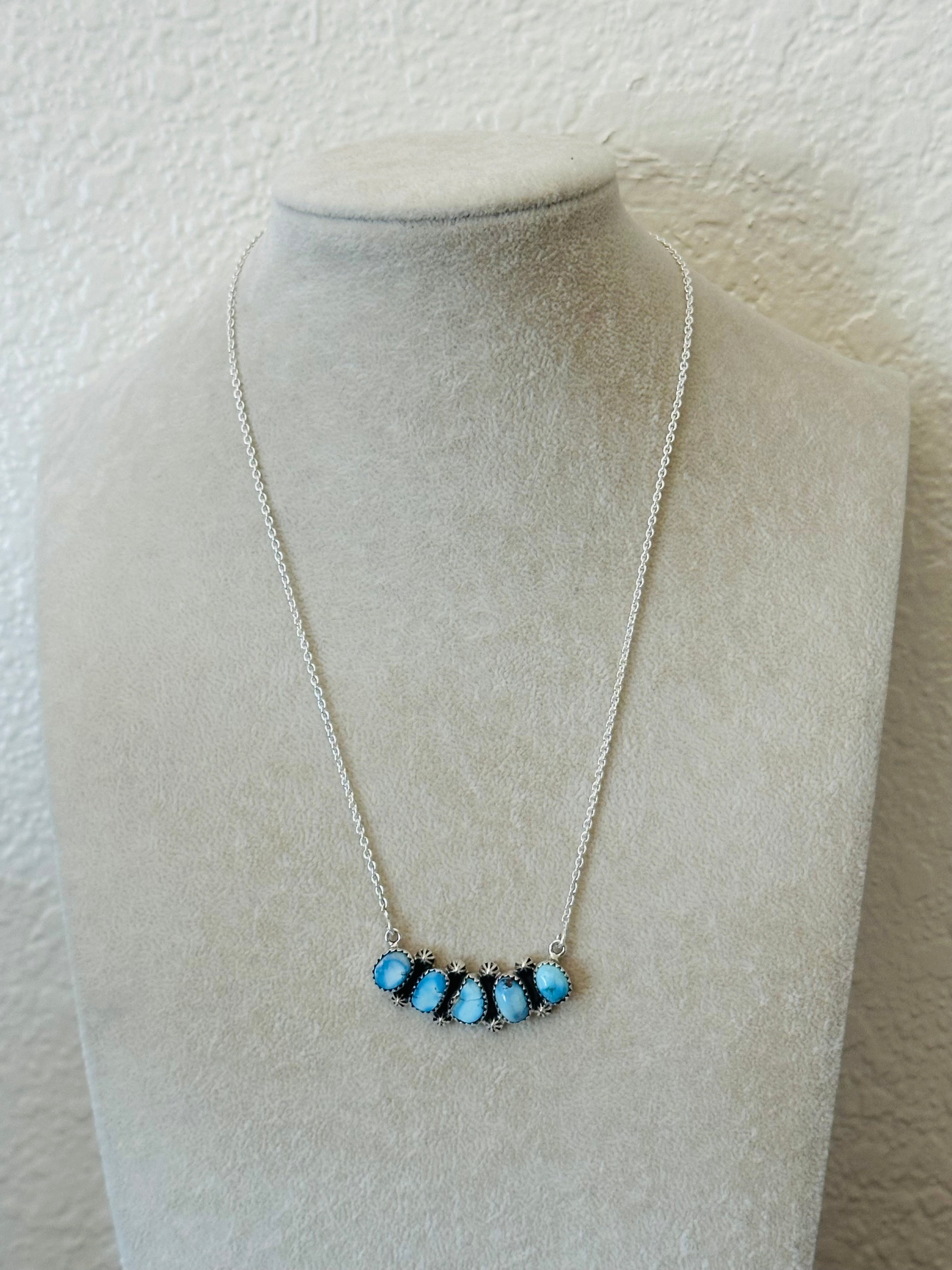 Southwest Handmade Golden Hills Turquoise & Sterling Silver Necklace