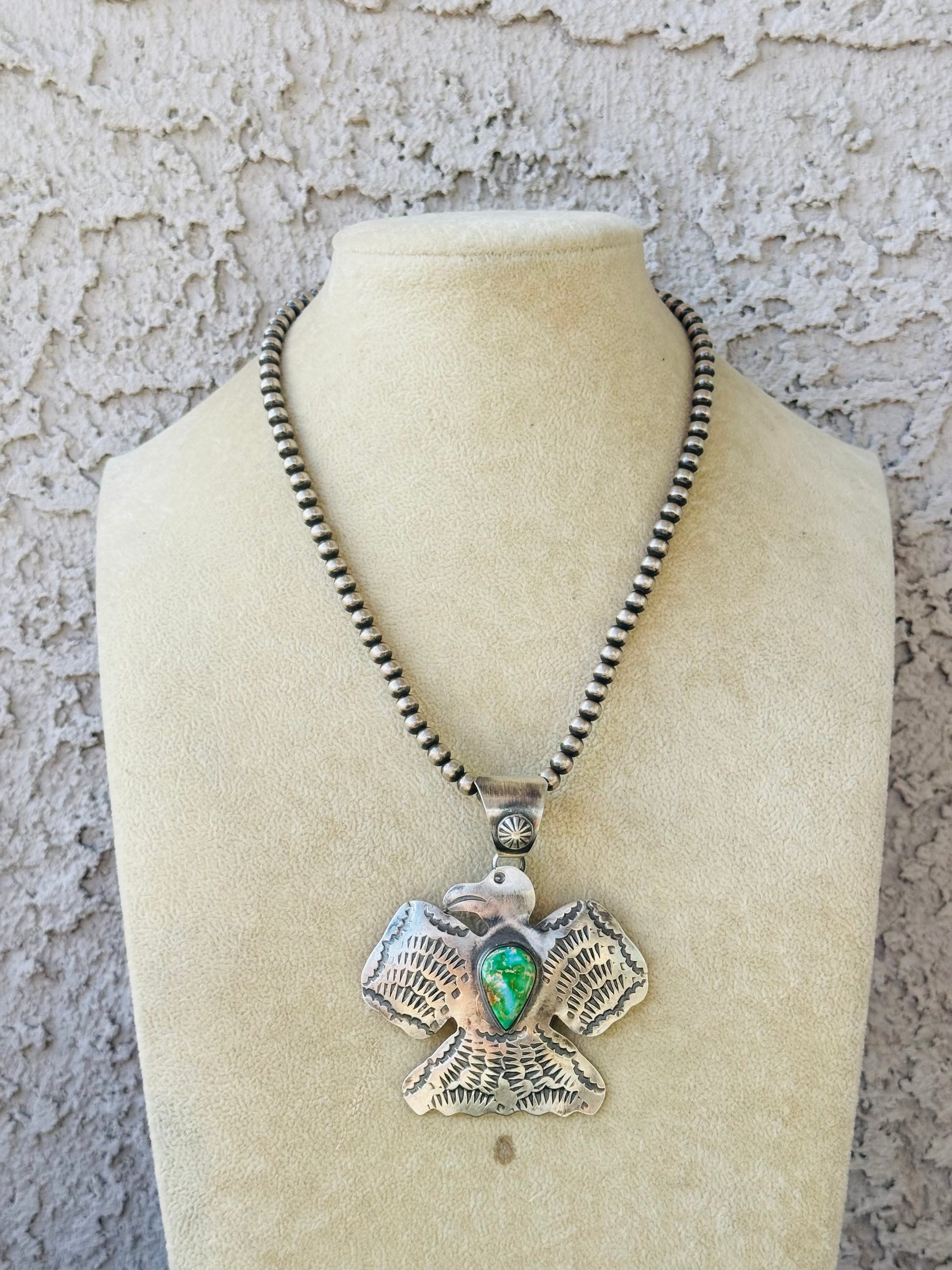 Chimney Butte Sonoran Mountain & Sterling Silver Thunderbird Pendant