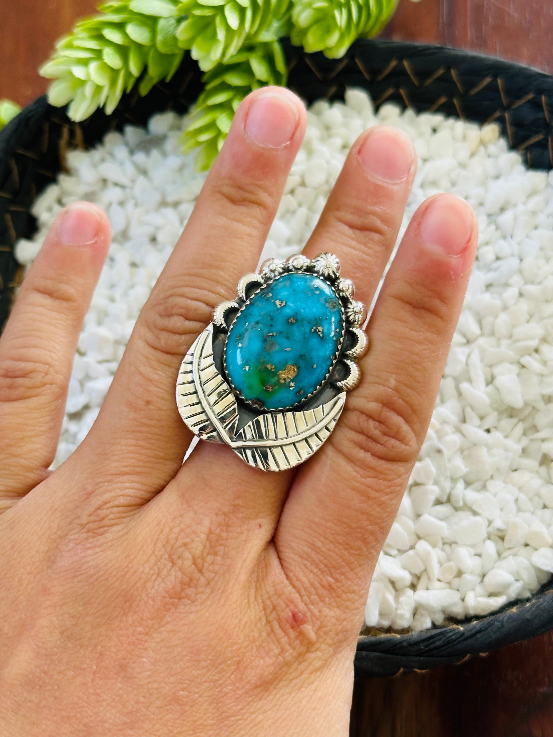 TTD “Retro” Kingman Turquoise & Sterling Silver Adjustable Ring