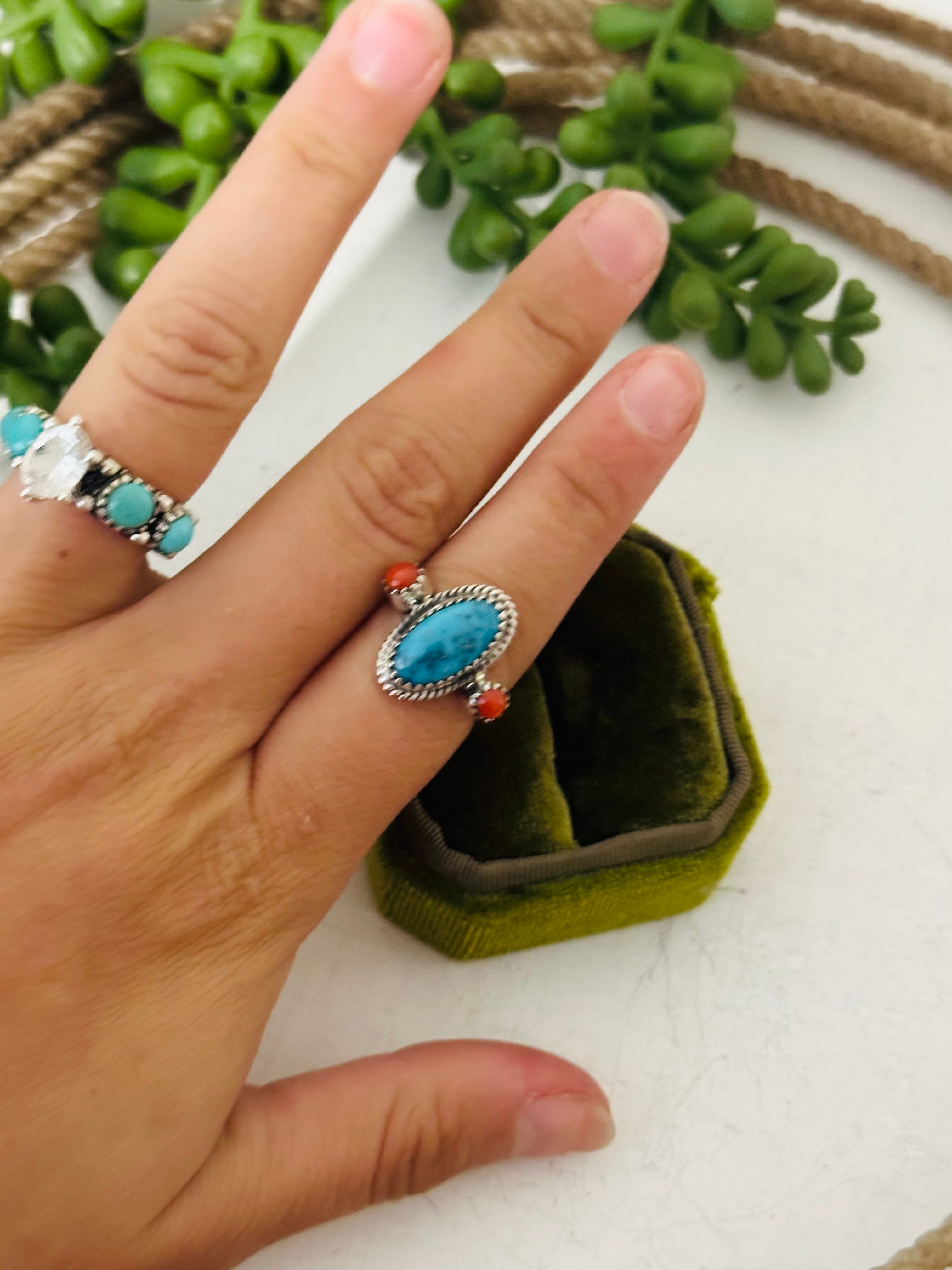 Navajo Made Multi Stone & Sterling Silver Ring