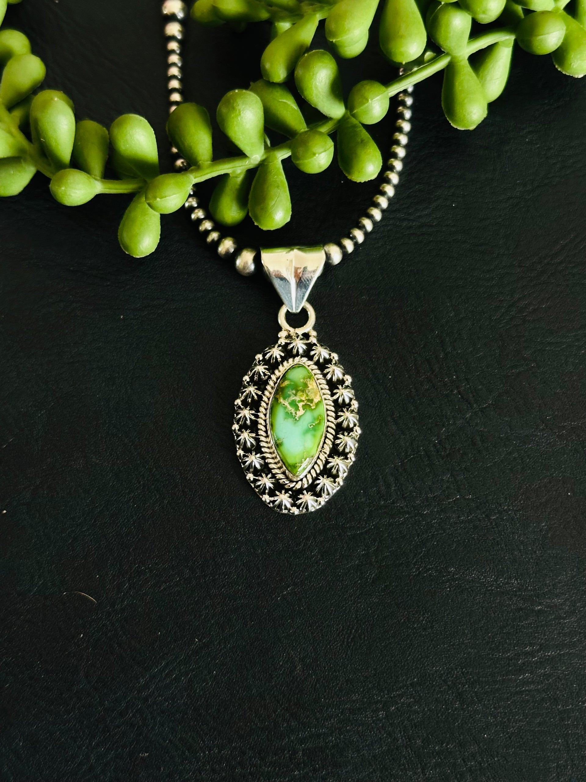 Southwest Handmade Sonoran Gold Turquoise & Sterling Silver Pendant